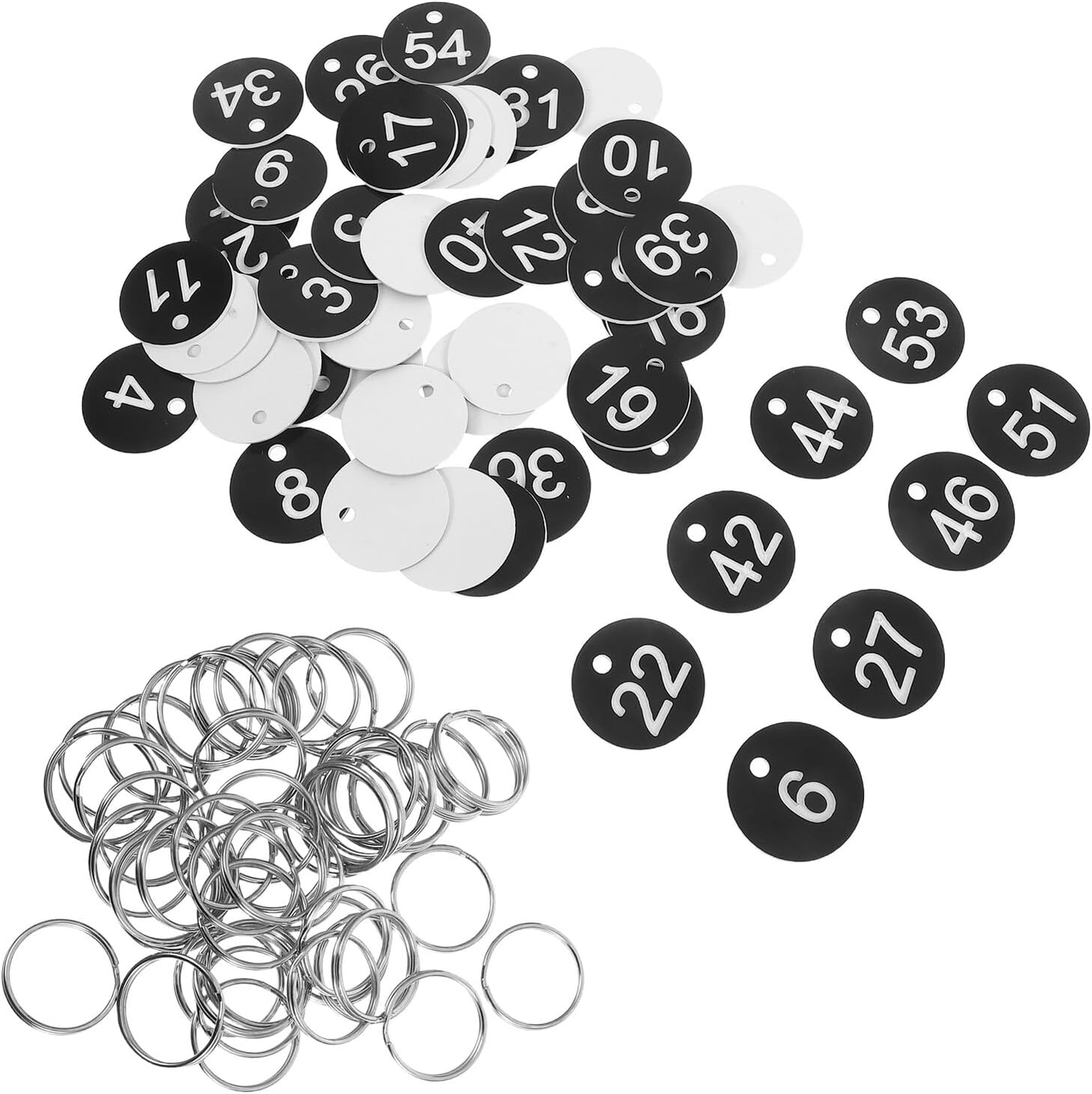 ZUNOXAZ 50Pcs Plastic Numbered Key Tags with Key Rings for Luggage Identification 3Cm Small round Number Tags 1-50 for Travel and Organization image number 5