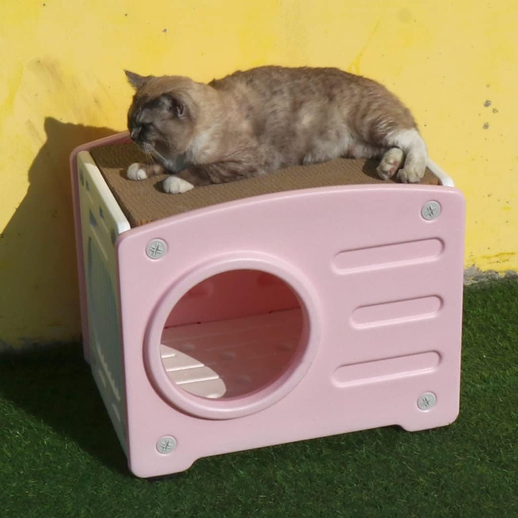 Double-Layer Cat Nest Summer Cat House Summer Cat Bed Removable and Washable Cat Nest General Pet Supplies(Color:Pink) image number 1