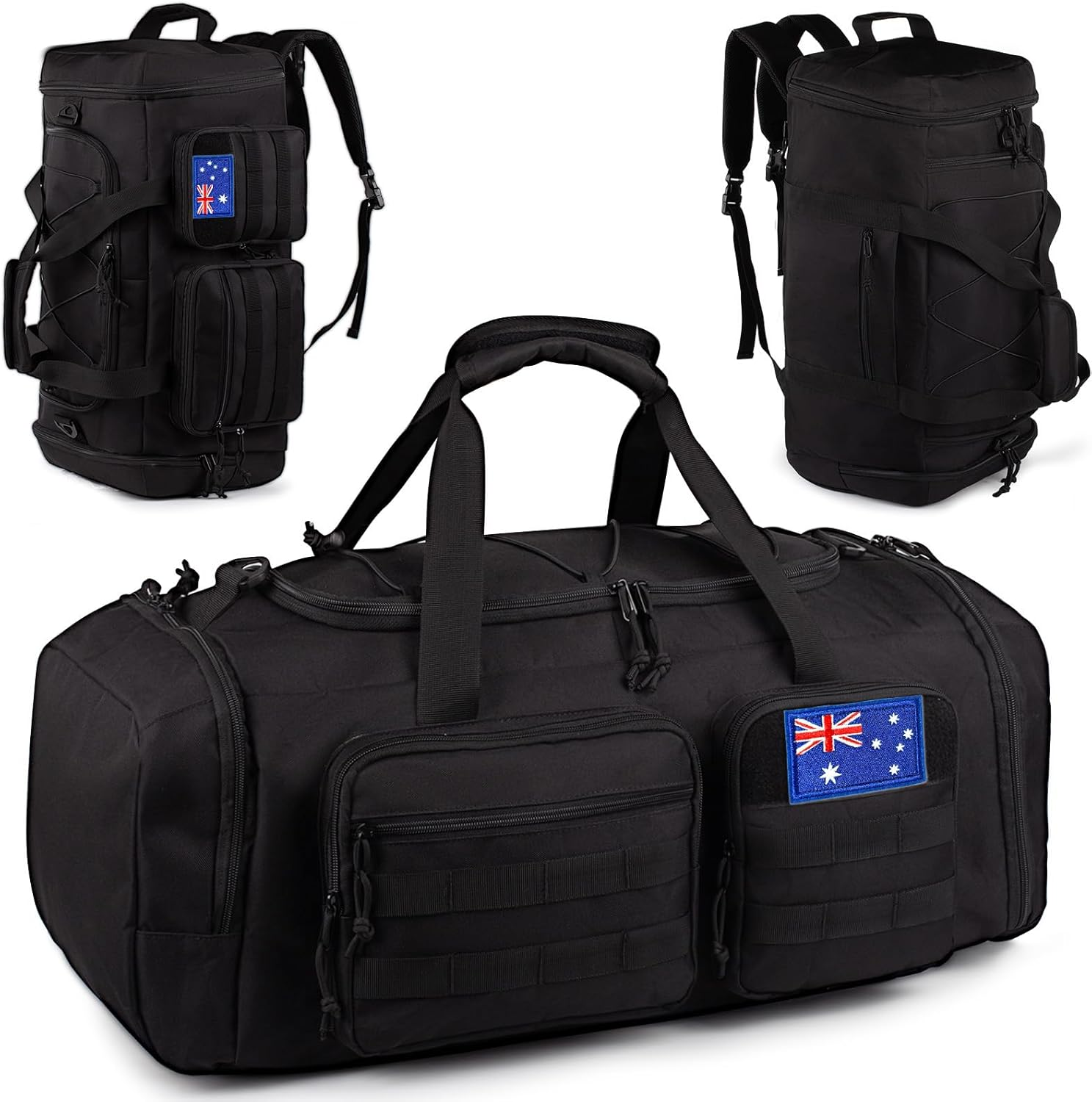 Tactical Gym Bag for Men，50L Large 3 in 1 Sports Duffle Bag with Shoes Compartment for Travel,Water Resistant Travel Backpack Weekender Overnight Bag with Wet Pocket for Women