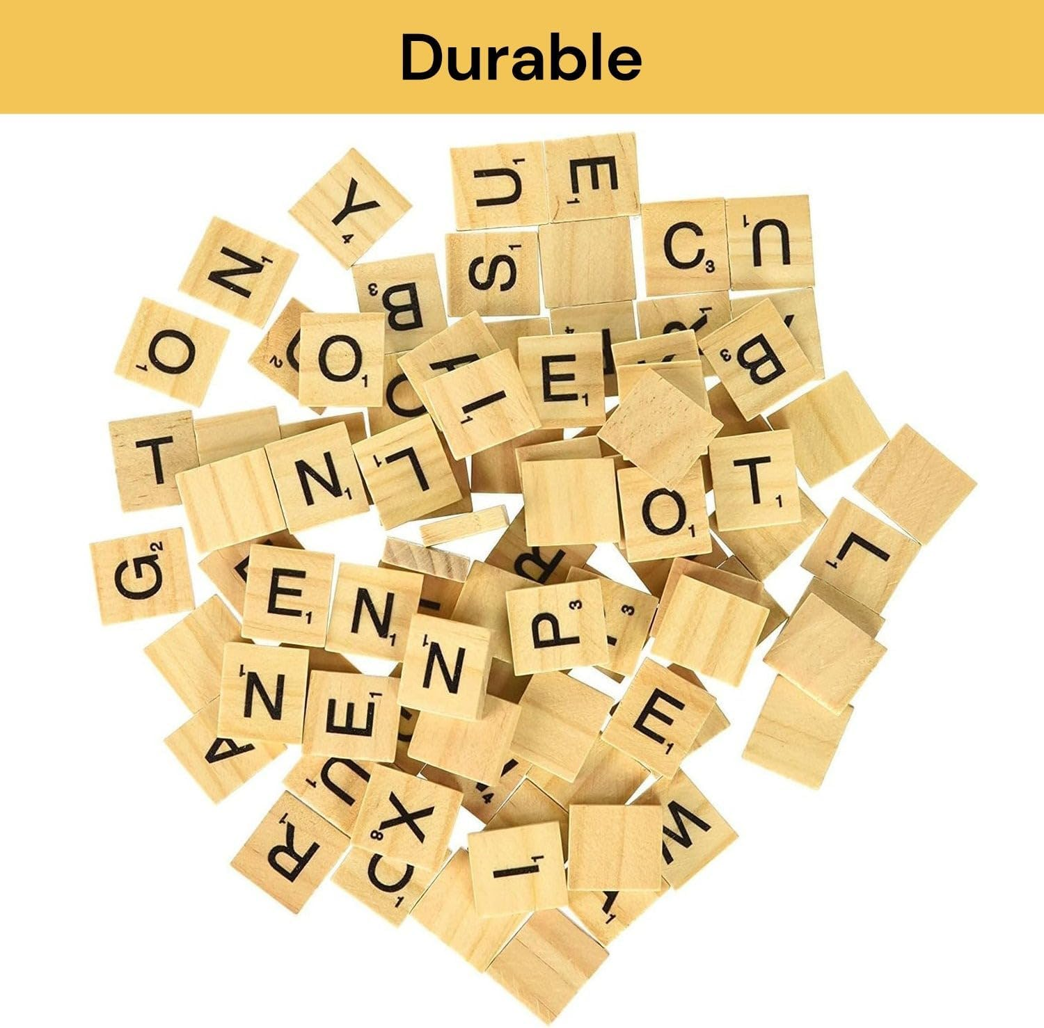 100Pcs Wooden Alphabet Letters Scrabble Tiles Set / DIY Letter Crafts for Children Kids Student image number 5