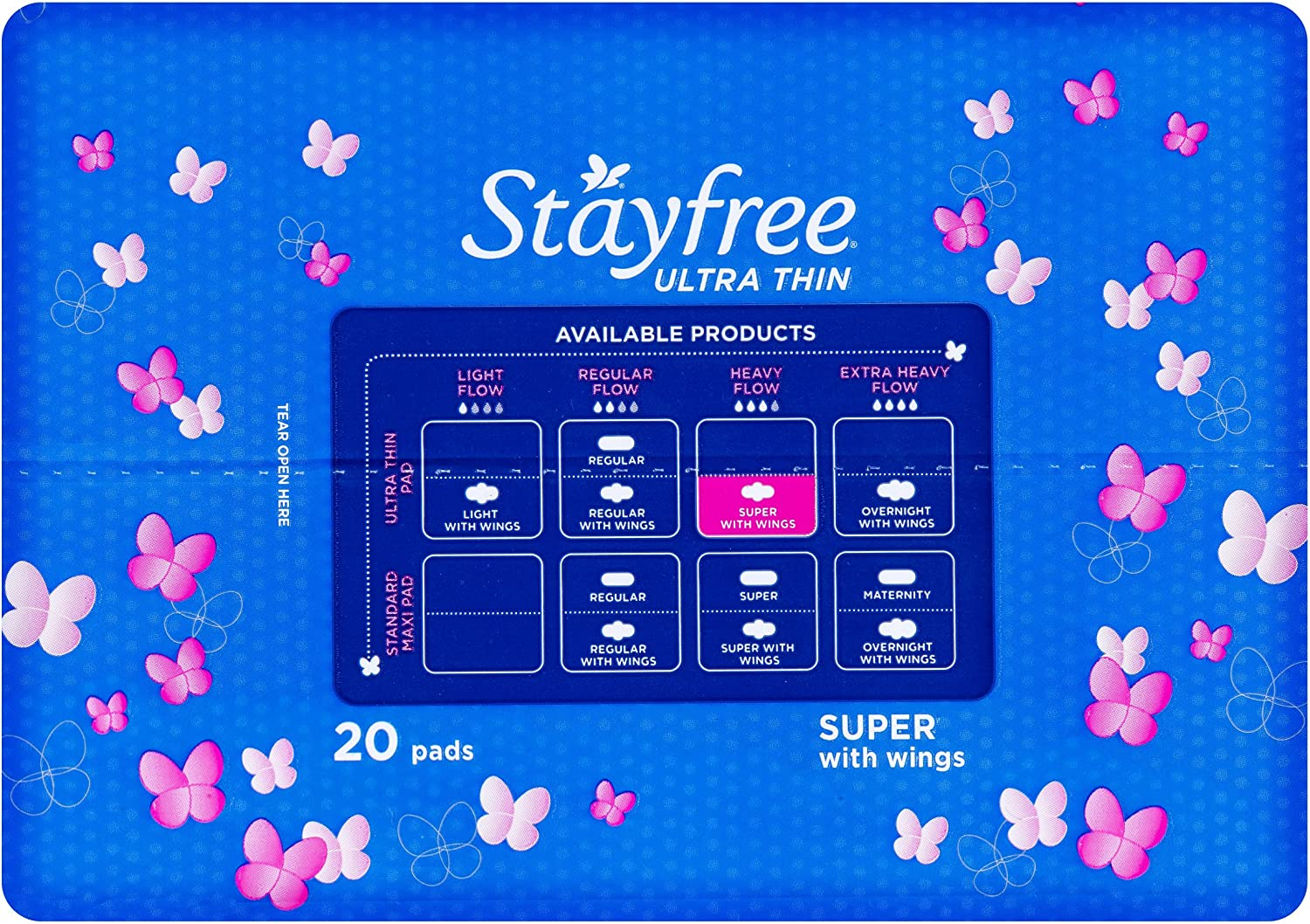 Stayfree Ultra Thin Super Pads with Wings 20 Pack