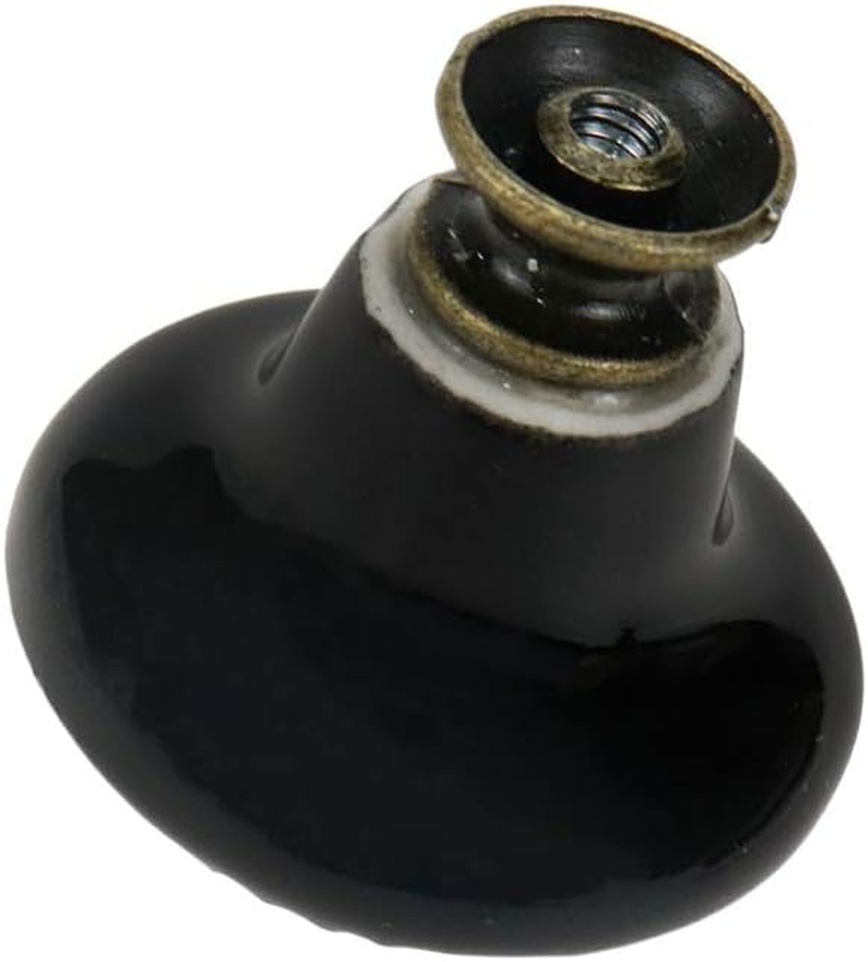 Geesatis 10 Pcs Black Retro Ceramic Knobs Cabinet Furniture Handles Home Kitchen Door Pulls, Single Hole round Knob, with Mounting Screws, Diameter 1.4" image number 2
