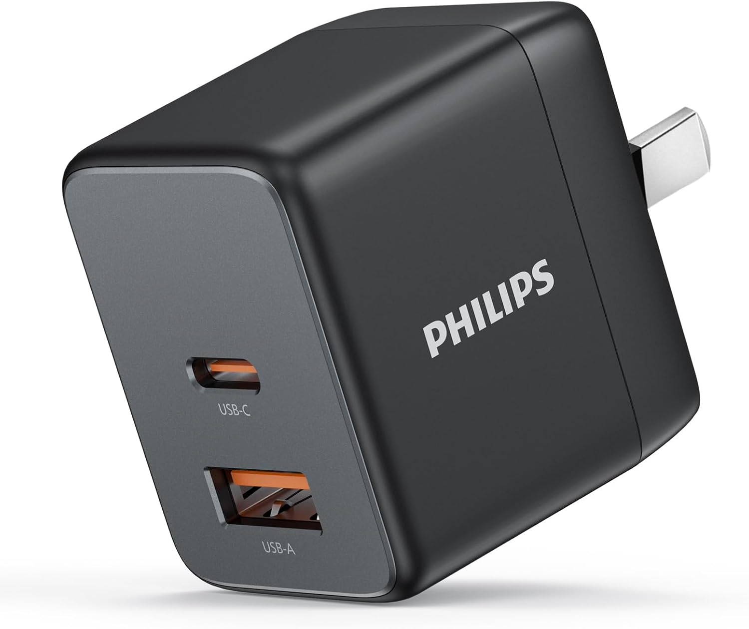 Philips USB a + USB C Wall Charger Adapter Plug 20W Dual Port Fast Charging |Safety | SAA Approved| Australia Standard| Compatible with Iphone 16/15/14/13/Pro/Pro Max| Ipad (White, 20W with C Cable)