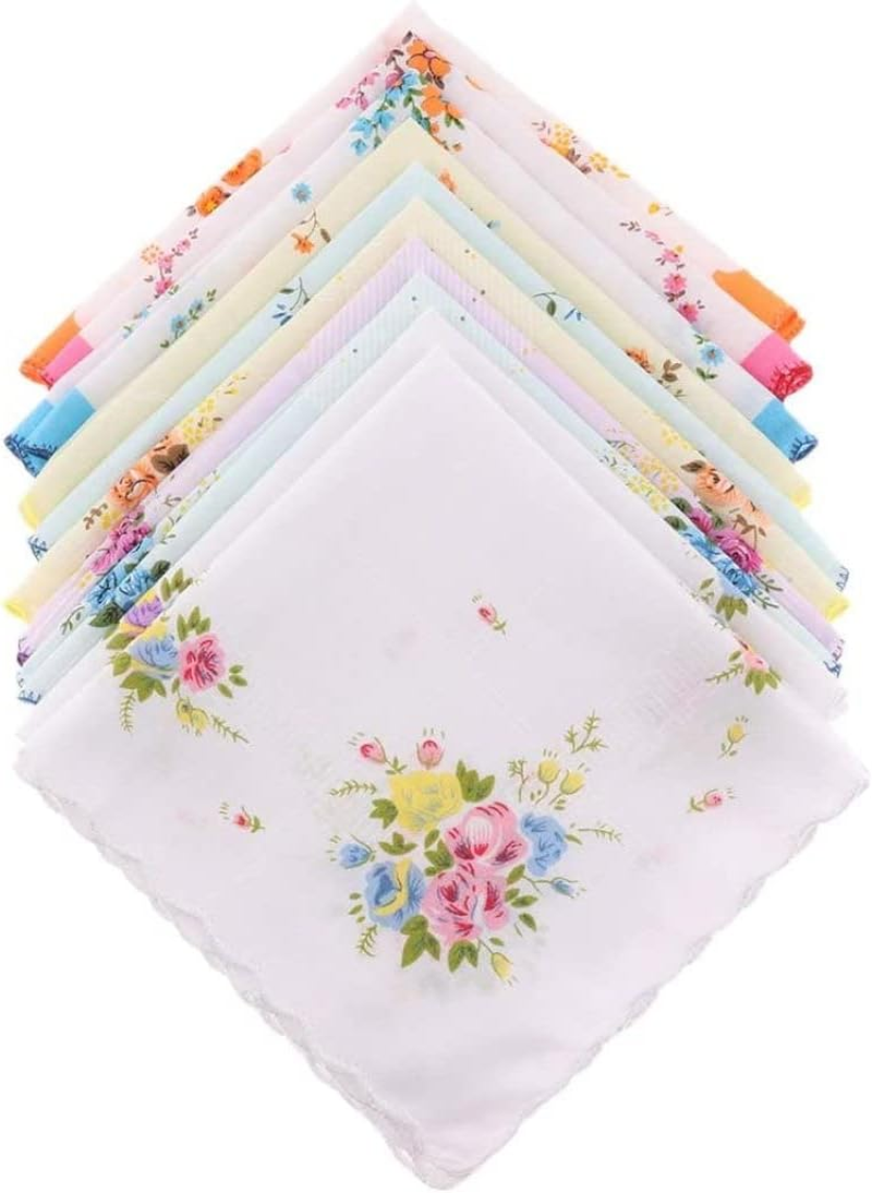 Ladies Handkerchiefs, Handkerchiefs Women Cotton Handkerchief Ladies 10Pcs Womens Vintage Floral Print Cotton Handkerchief Hanky Bulk Set image number 4