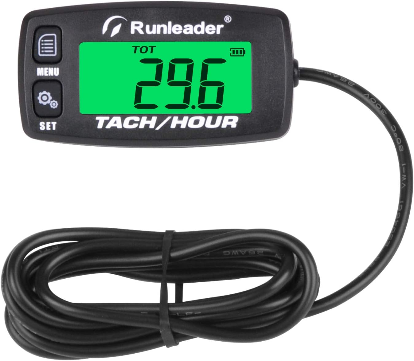 Runleader Digital Engine Hour Meter, Maintenance Reminder Tachometer for Riding Lawn Mower Tractor Generator Chainsaws Marine ATV Motorcycle Snowmobile Compressor and Gas Powered Equipment (Button-Bk) image number 6
