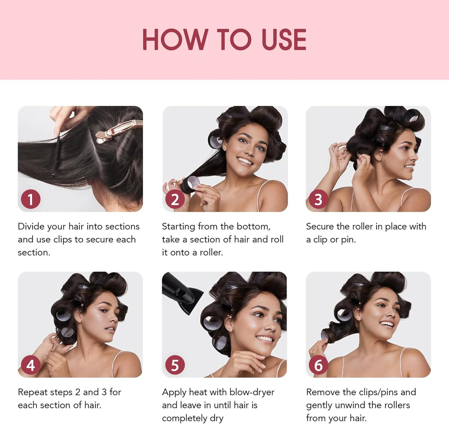 HYOUJIN 18Pc Self-Grip Ceramic Ionic Thermal Hair Rollers,Hair Rollers for Salon Quality Hair Blowout Look for Long or Short Hair,Roller Set Perfect for Sleeping In(White)(60Mm,48Mm,36Mm) - Black image number 4