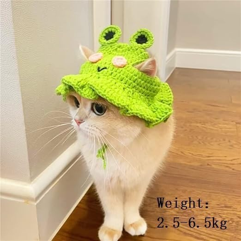 A Super Cute Knitted Frog Hat,Perfect for Cats and Dogs to Cosplay. Dress up Your Furry Friend image number 2