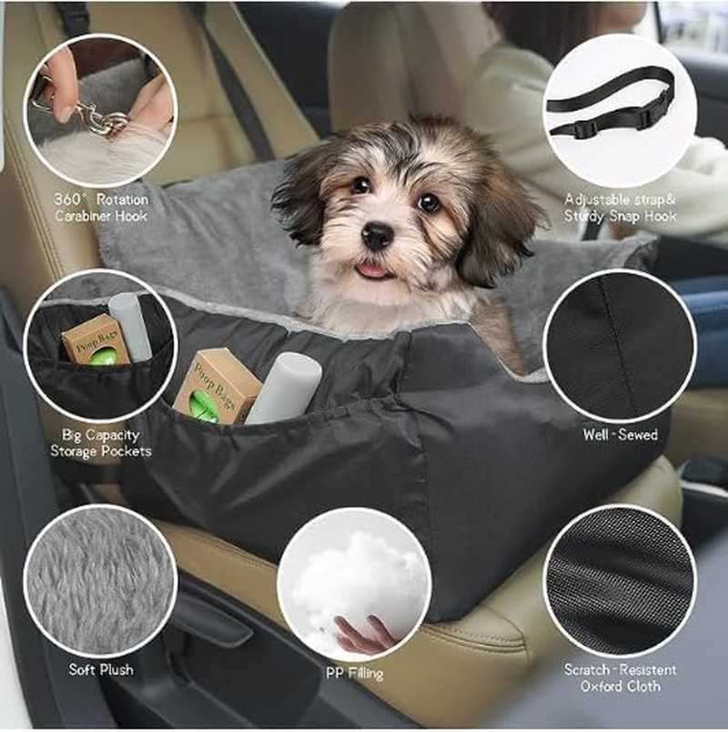 Dog Car Seat for Small and Medium Dogs,Car Seat for Dogs Removable and Washable Dog Booster Seat under 30Lbs, Pet Car Seat Travel Bed with Storage Bag and Dog Safety Belt (Black) image number 2