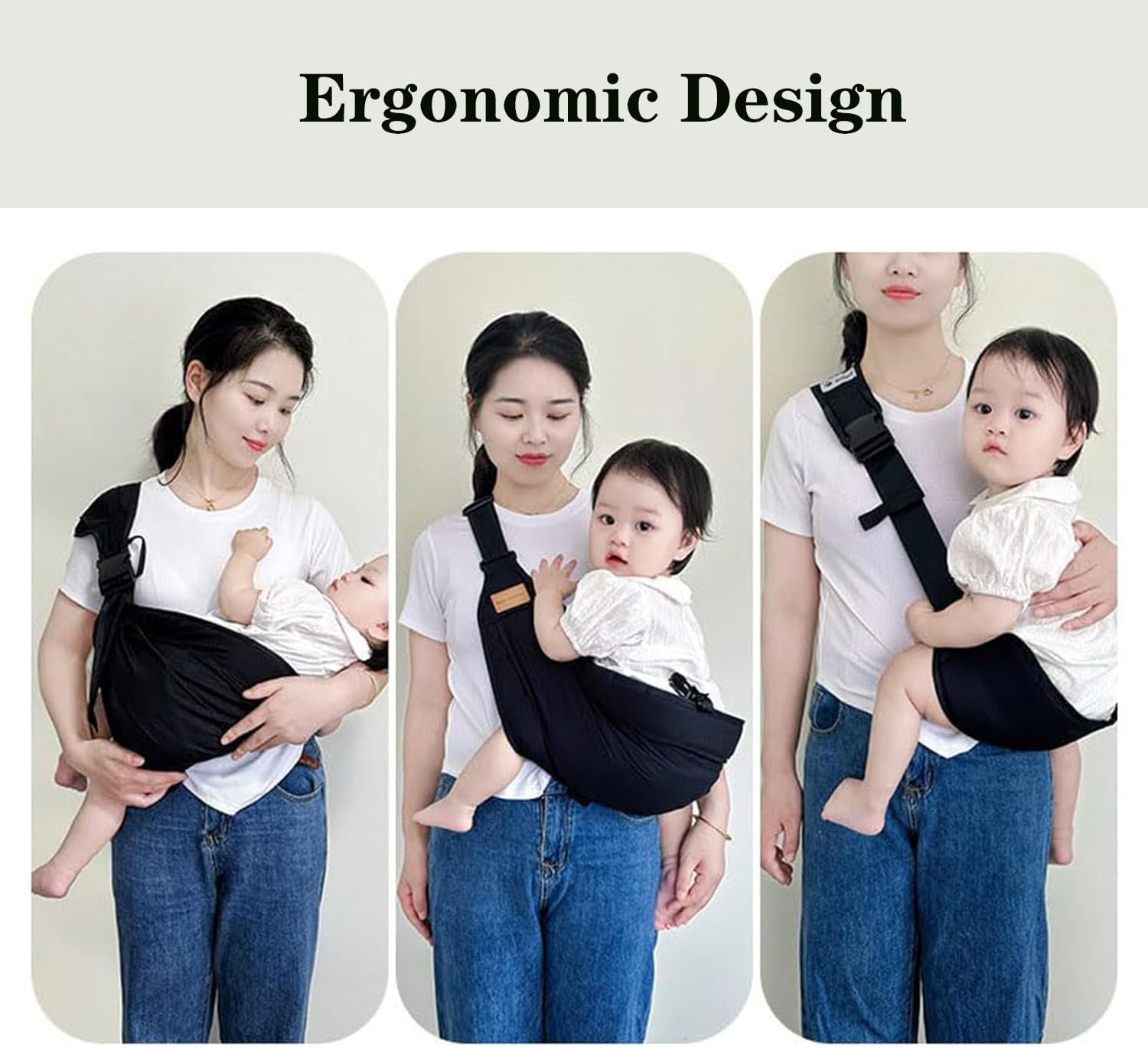 Baby Carrier Baby Holder Carrier with Adjustable Comfortable Shoulder Straps Mom Cozy Baby Carrier for Newborn Infant Toddler (Black) image number 6