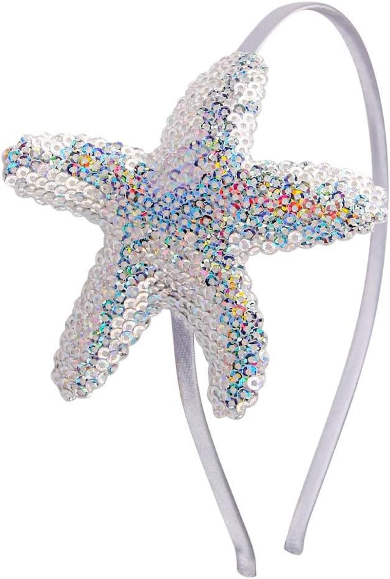 Qhflashbuy Pack of 8 Starfish Headbands for Girls, Mermaid Headbands, Girls Hair Bands, Colourful Glitter Hair Bands for Women, Girls, Daily Wear image number 1