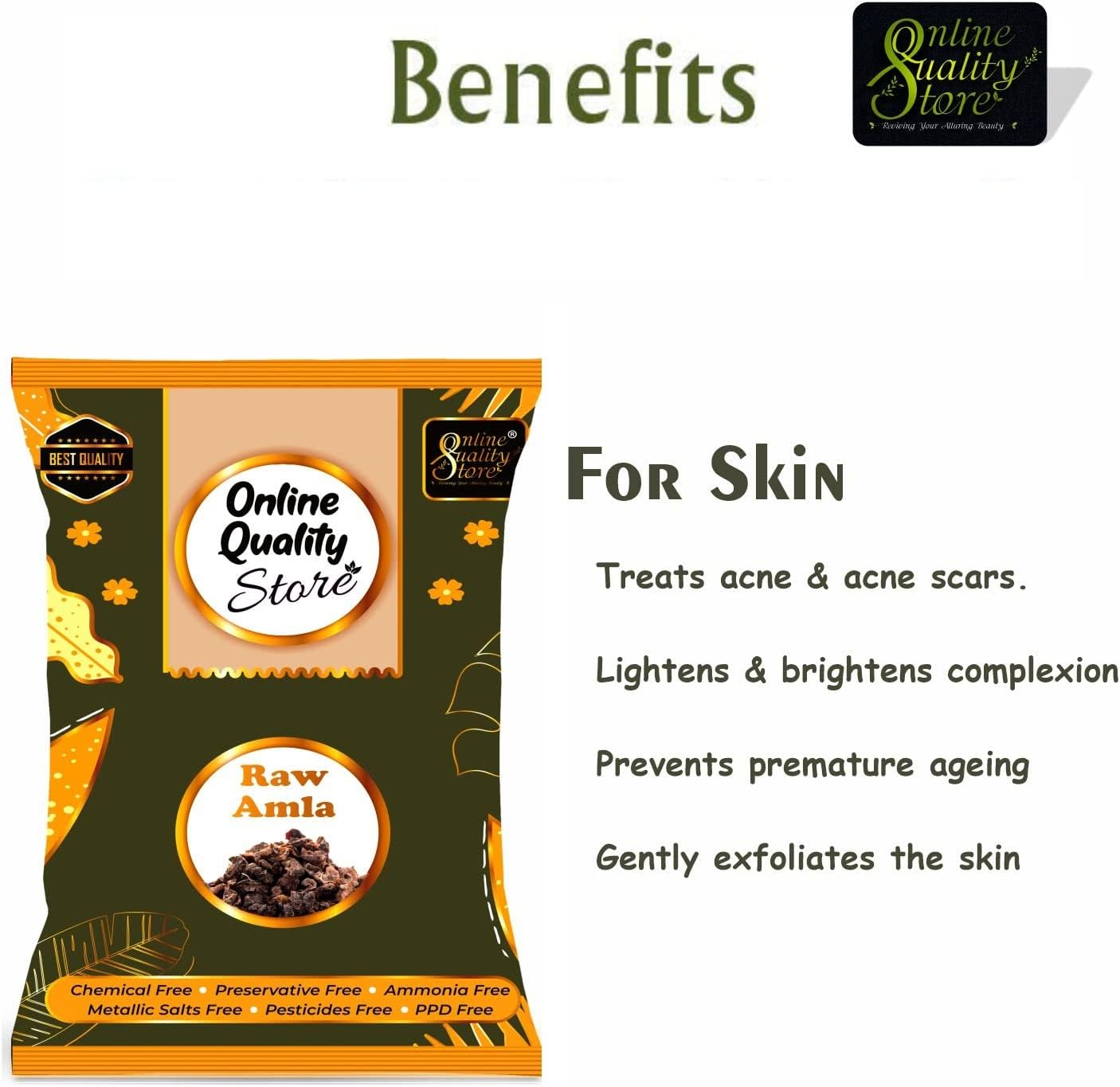 Online Quality Store Raw Amla for Hair Natural (Amla) Dried Form, 400G image number 6