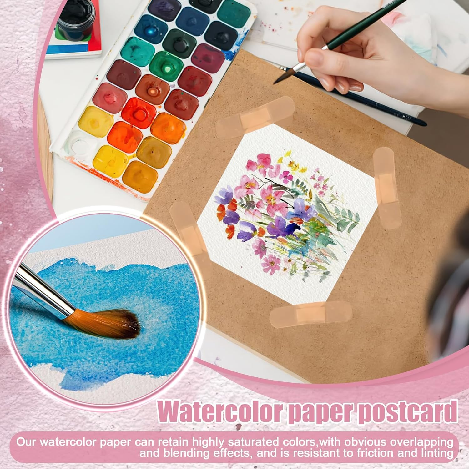 Watercolor Paper, 100 Pcs Watercolor Paper Pad, Watercolor Paper Bulk for Students, Adults, Artists, Sketch Painting (3.9 X 3.9 Inch)
