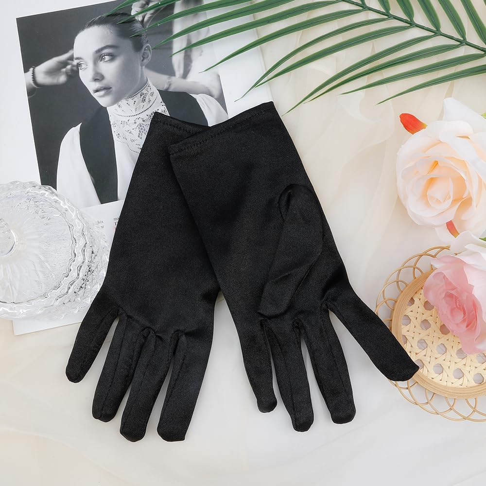 Satin Silk Opera Gloves for Women - Formal Dress Party Wedding Dance Princess Adult Evening Party 1920S,Halloween Opera Cosplay Costume