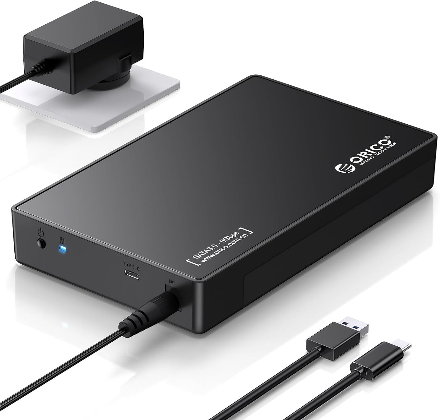 ORICO 3.5" External Hard Drive Enclosure SATA III to USB 3.1 Type C for HDD Tool-Free Installation Supports UASP and 20TB Drives - Black