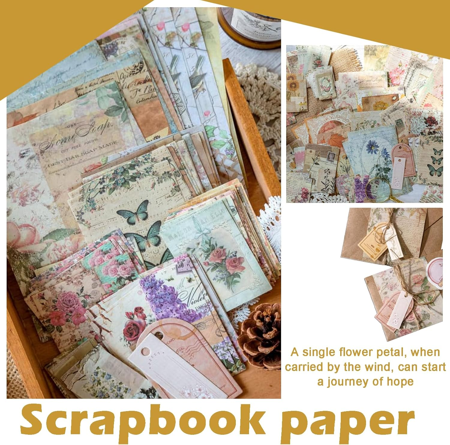 Treayes Scrapbooking Supplies Pack with Scrapbook Stickers and Journal Stickers (100 Pieces) for Art Journaling Planners DIY Paper Craft Kits Notebook Collage Album Aesthetic Picture Frames(Nature) image number 2