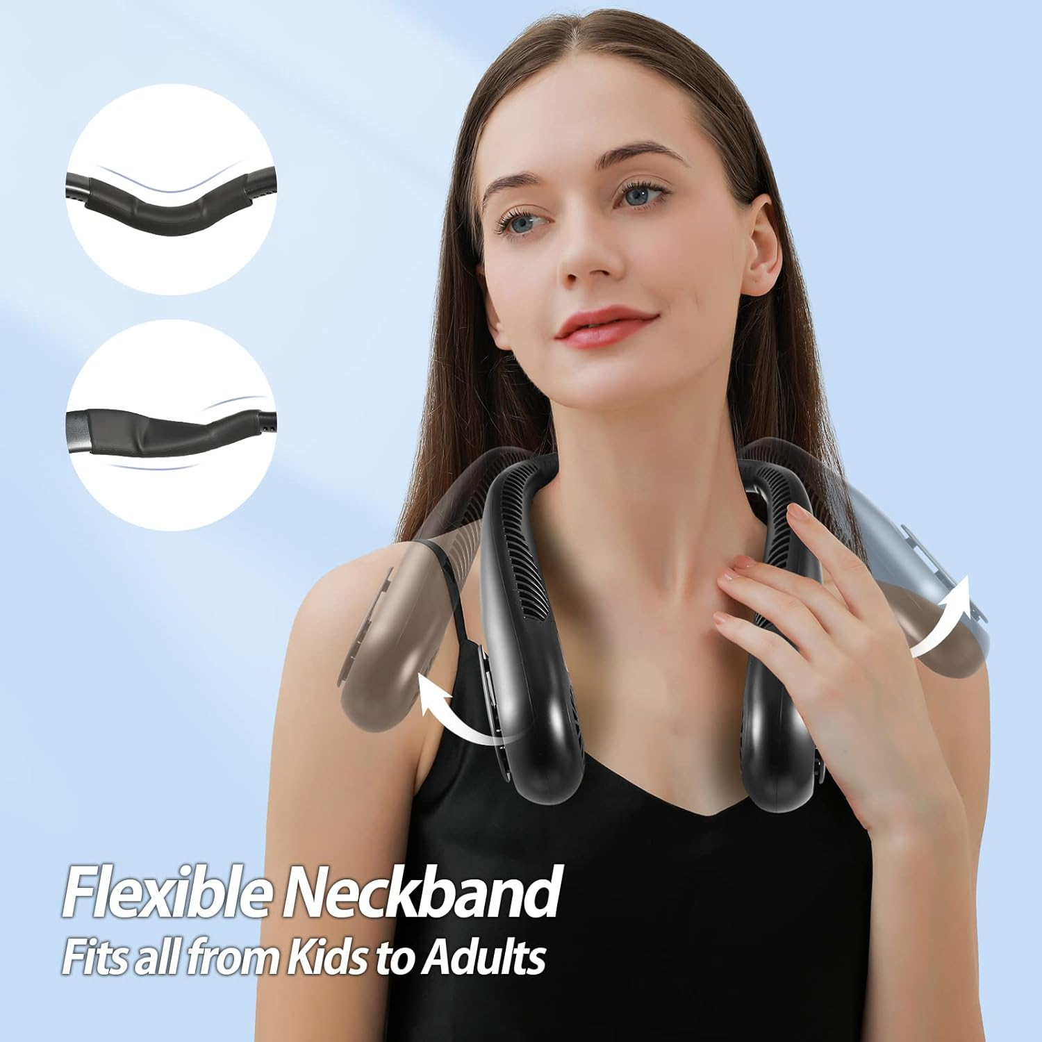 AMACOOL Bladeless Neck Fan Portable Personal Fan 5000Mah Rechargeable Battery Operated Wearable Fan for Women Men Outdoor Sport Travel Patio Garden Work Home Kitchen - White image number 2