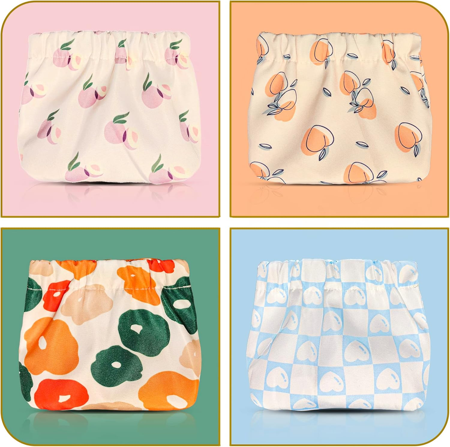 Vcekract Mini Makeup Bag for Purse, 4 PCS Mini Cosmetic Bag for Women, Waterproof Mini Travel Bag, Mini Bag for Purse Lipstick Organizer, Colorful, Cute image number 3