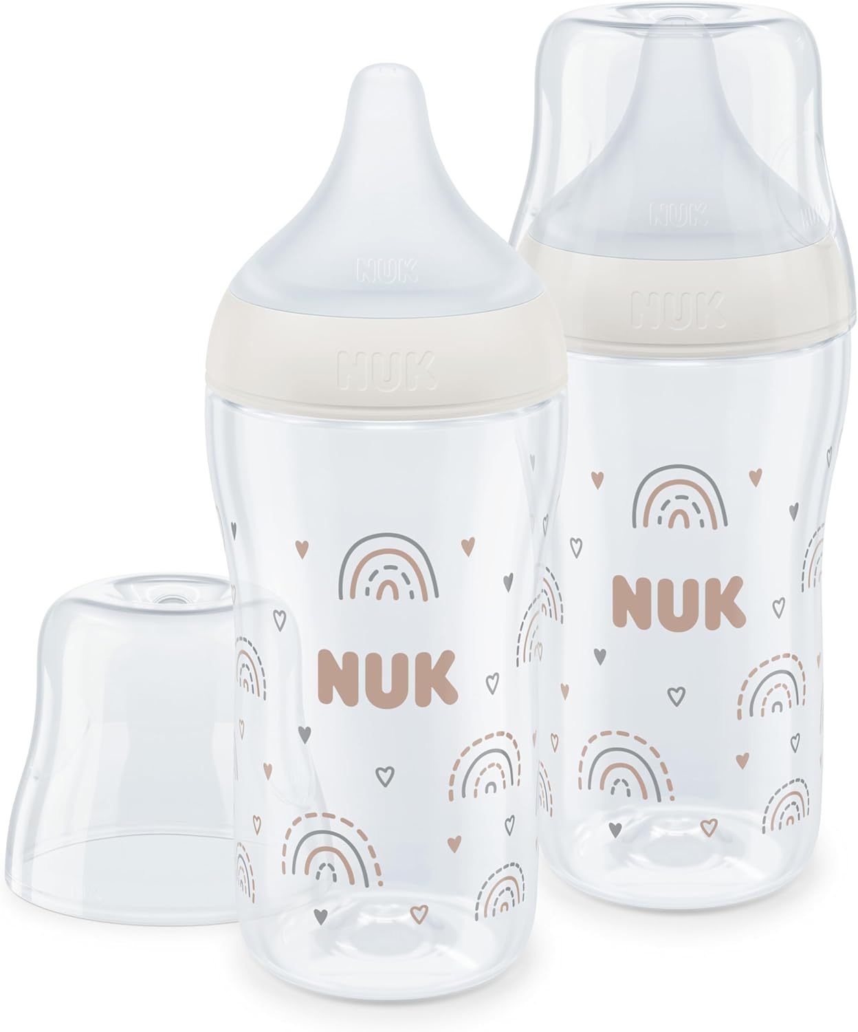 NUK Perfect Match Baby Bottles Set | 3+ Months | Adapts to Baby'S Palate | Temperature Control | anti Colic Vent | 260 Ml | Bpa-Free | Medium Silicone Teat | Rainbow | 2 Count image number 1