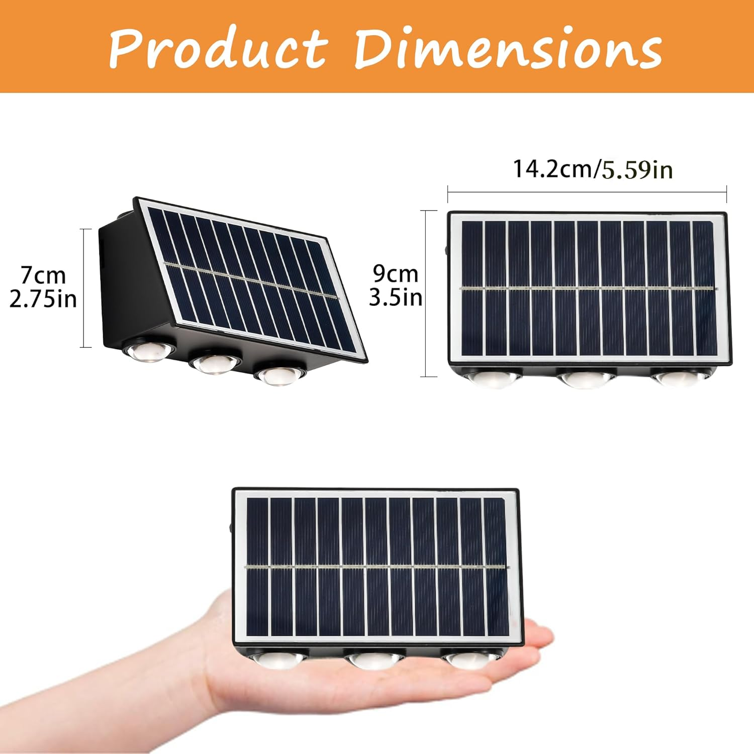 Solar Fence Lights Outdoor &ndash; IP65 Waterproof Warm White Solar-Powered 6-LED Fence Light with Auto On/Off Dusk to Dawn Sensor, Ideal for Garden, Patio, Fence & Balcony (1 Pack) image number 1