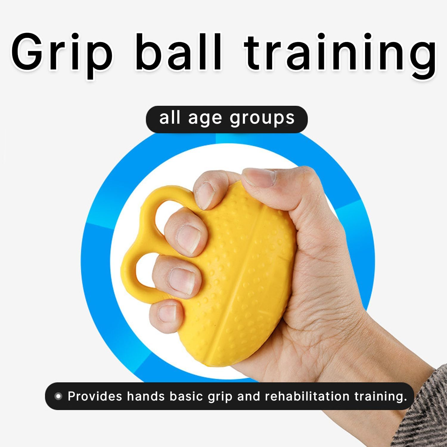 Hand Grip Strength Trainer,Finger Exerciser Balls for Hand Therapy,Stress Relief Balls for Adults(Yellow) image number 1