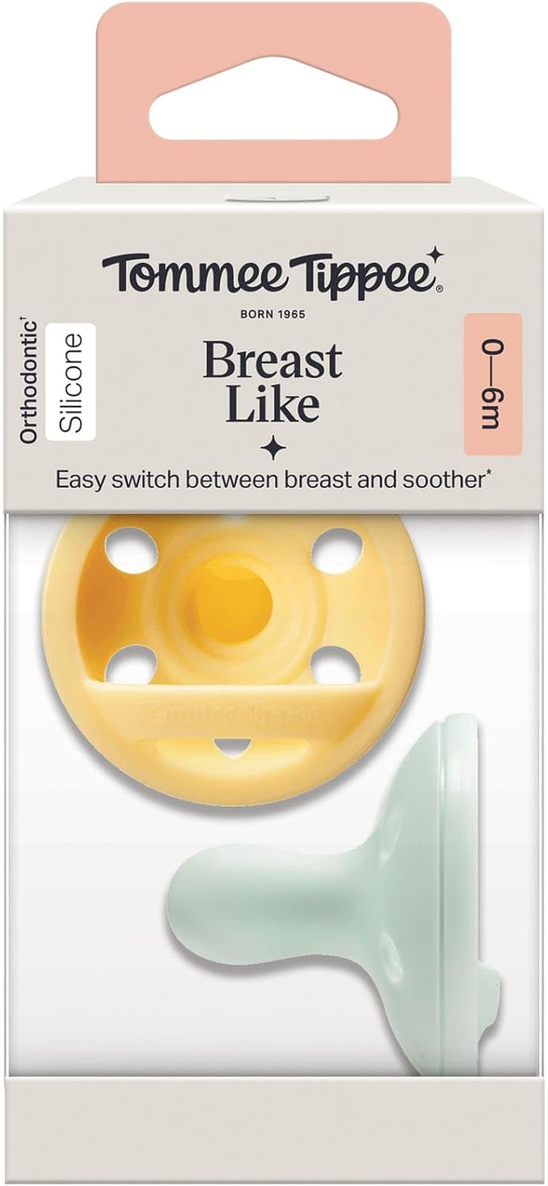 Tommee Tippee Breast-Like Soother, Lightweight, One-Piece Silicone Design, Symmetrical Teat, 0-6M, 2 Pack image number 4