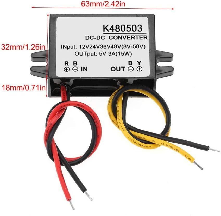 DC-DC 12V/24V/36V/48V to 5V 3A Voltage Converter Step down Power Transformer Supply Module 15W image number 5