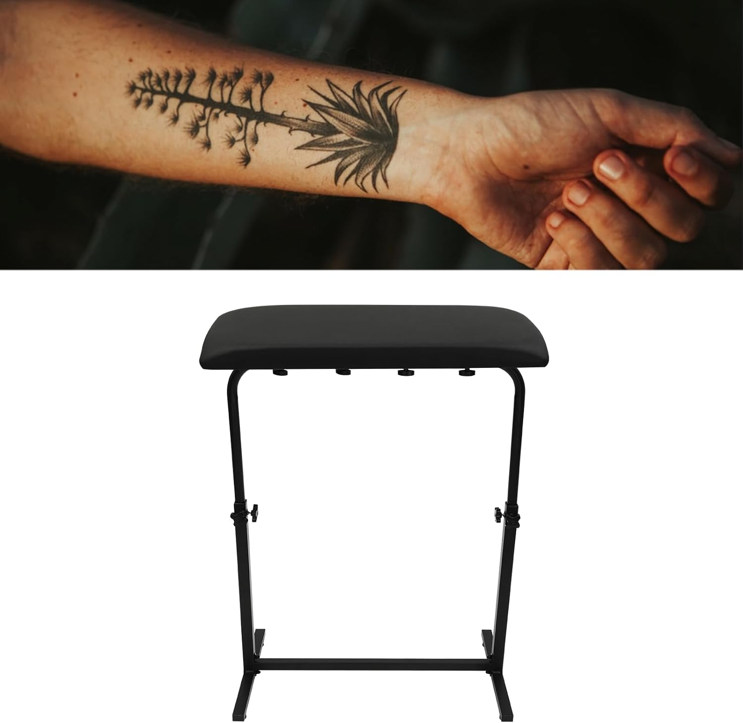 Professional Heavy Duty Iron Tattoo Armrest - Adjustable Height and Tilt, Leg Rest Stand with PU Leather Arm Bar Pad image number 4