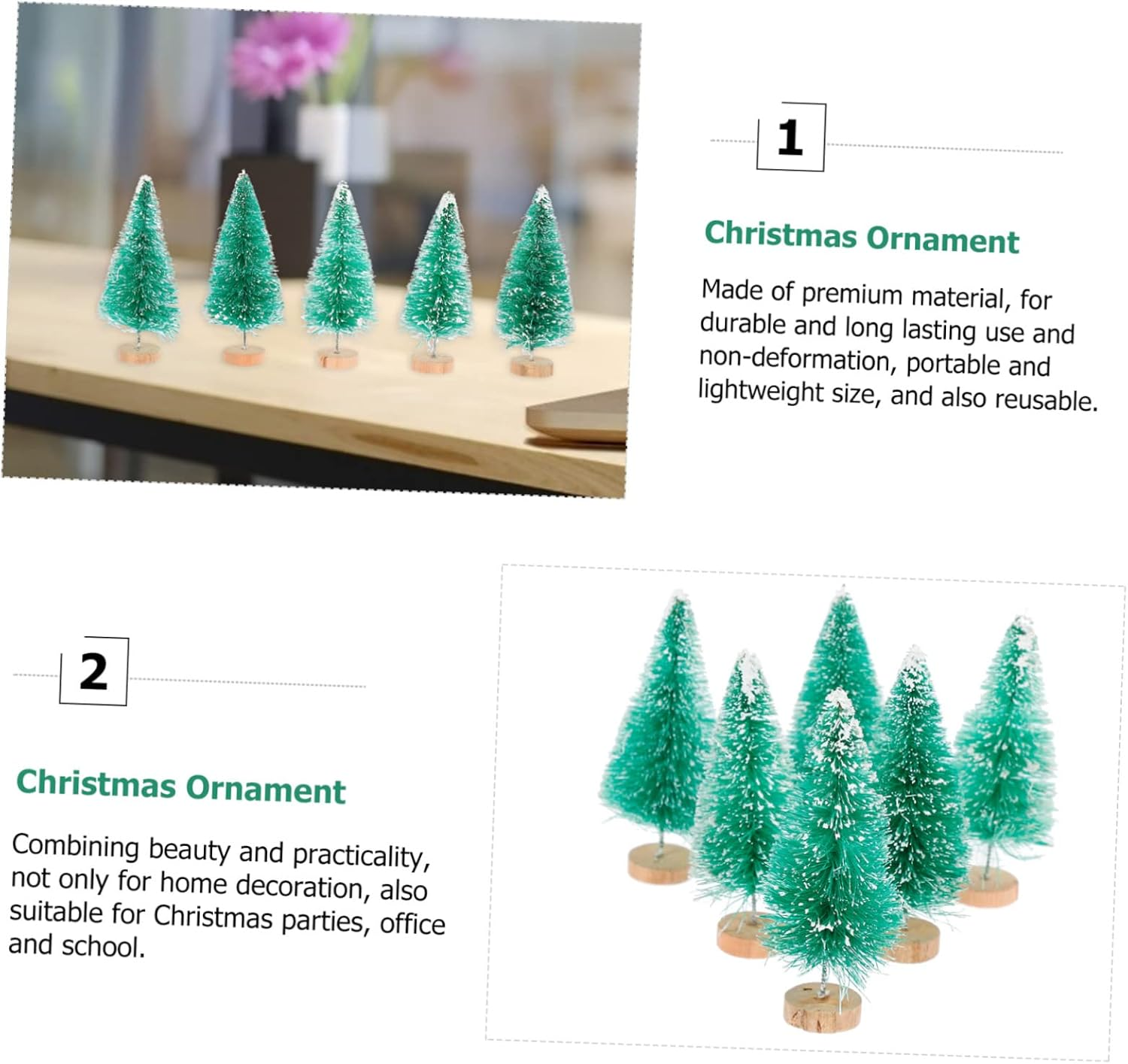 Outanaya 12Pcs Christmas Tree Desktop Decor Boxed Pine Trees for Holiday Party Home and Office Decoration and Lightweight Adornment image number 1