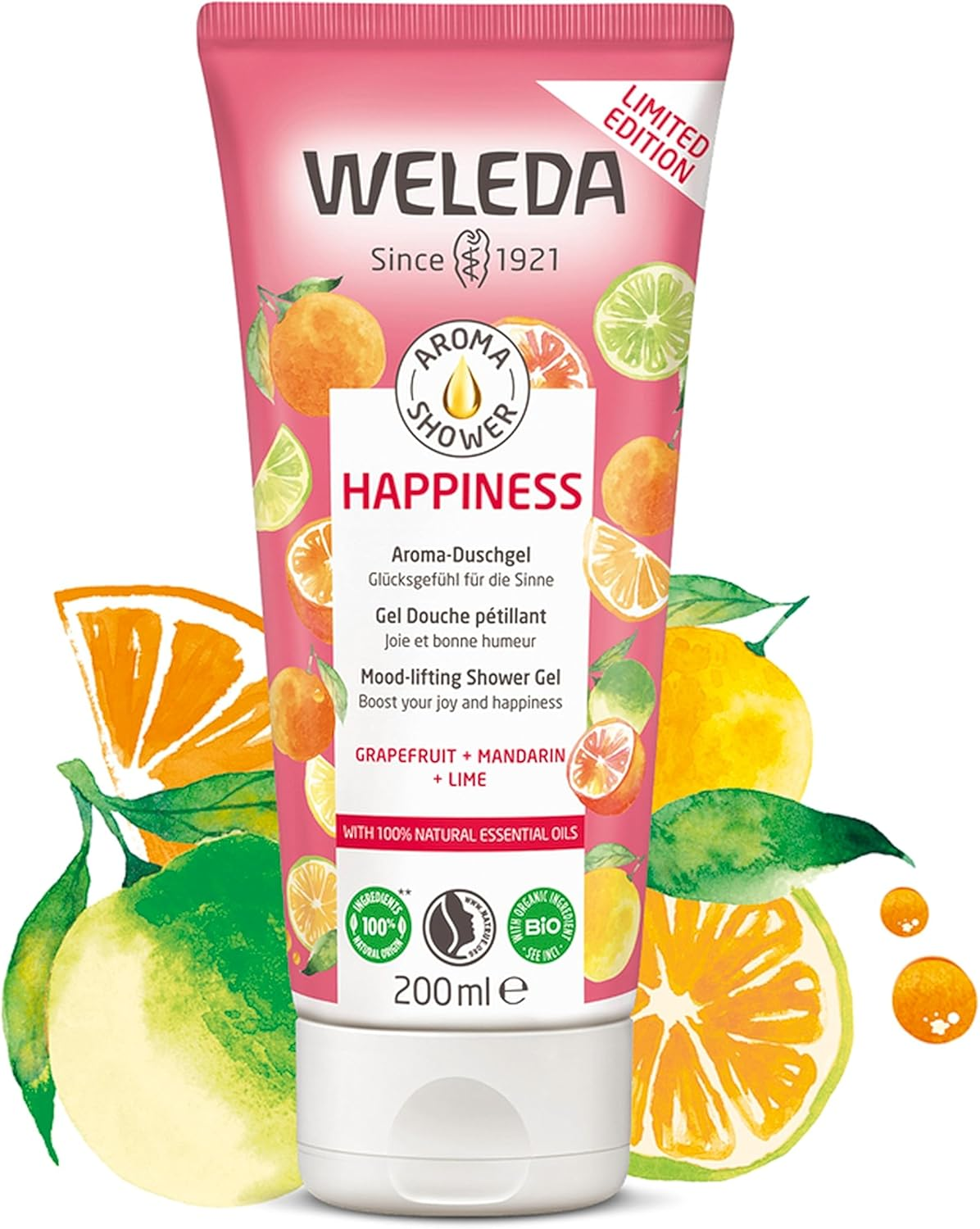 Weleda Aroma Shower HAPPINESS Limited Edition, Organic Shower Gel, Natural image number 3