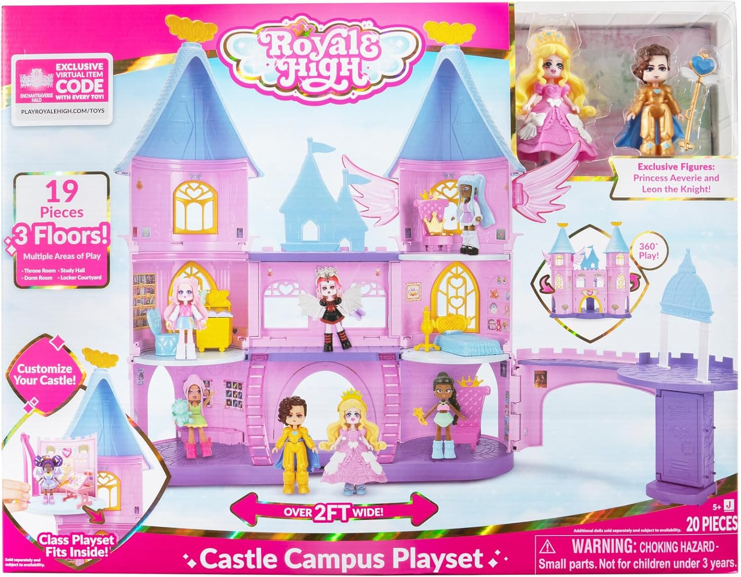 Royale High Castle Campus Playset - (2) Exclusive Dolls, 3 Floors to Explore with 360&deg; Play - 19 Accessories - Virtual Item Code Included - Ages 5+ image number 4
