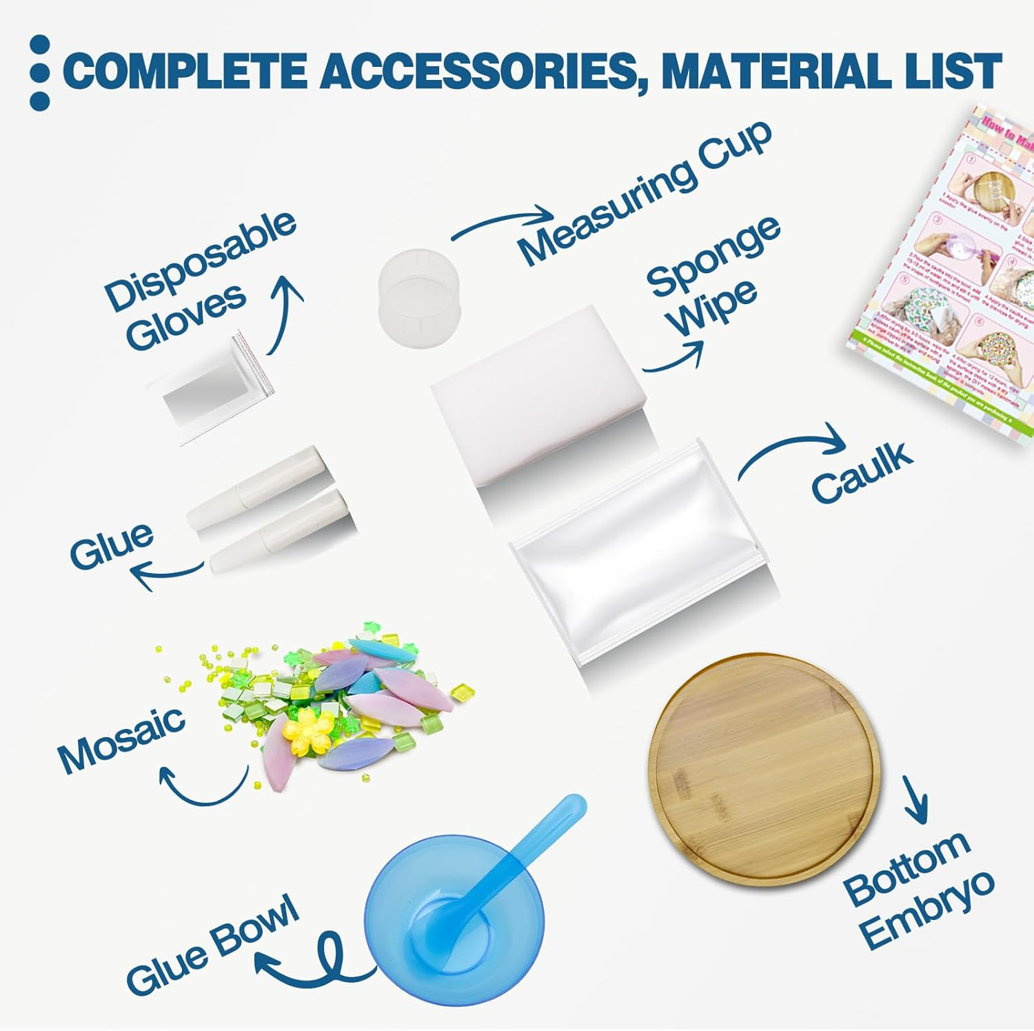 Glass Mosaic Tiles, Mosaic Kit with 6.1 Inch Bamboo Coaster, Crafts for Adults Mixed Colors Mosaic Kit Mosaic Crafts Materials Package Mosaic Supplies for Coaster Handmade Home Decor Gifts (Round 1) image number 5