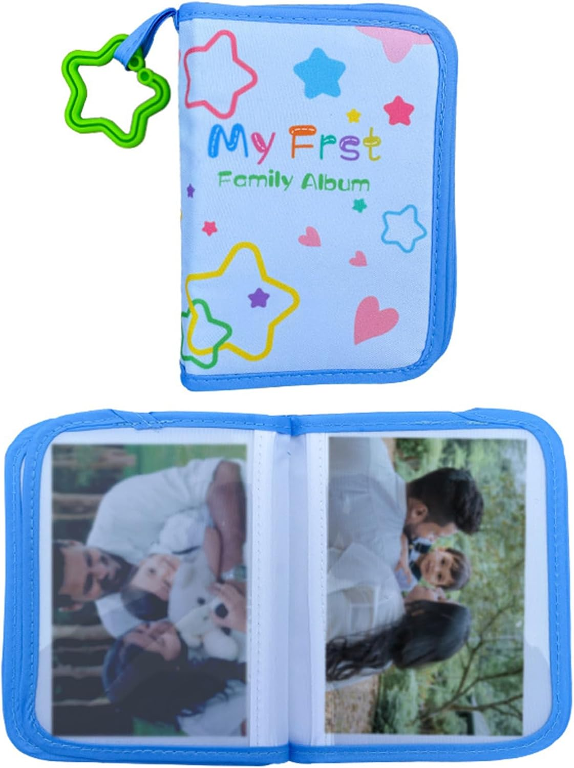 Organic Cotton Baby Photo Album Fabric Baby Book Photo Album with Latex Pendant and Safety Mirror as Memory Album - to Remember Faces Names for Children Birthday image number 3