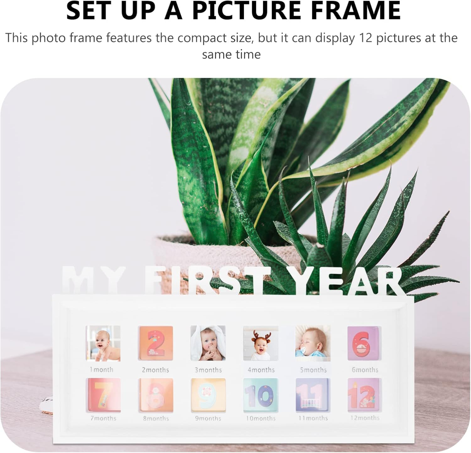 Kisangel Memorial Picture Frame 12 Photo Frame Picture Frame My First Photo Album for Baby Infant Photo Kid Infant Photo Frame Essentials PVC Film White Child Newborn Clip Photo Frames image number 2