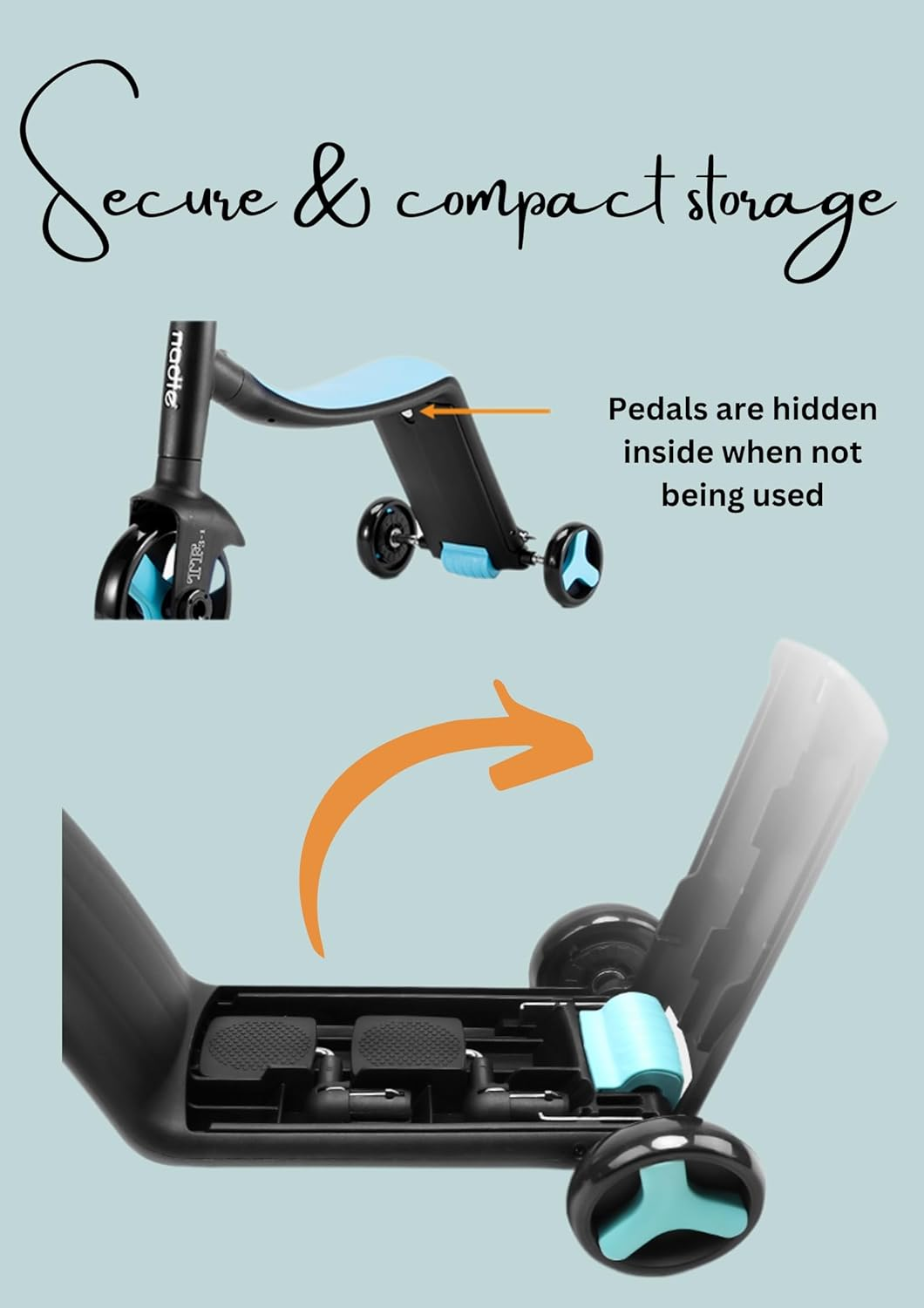 TF3-1 Children 3-In-1 Multifunctional Lightweight Scooter Bicycle Balance Bike with Adjustable Handle and Wheels (Blue) image number 4