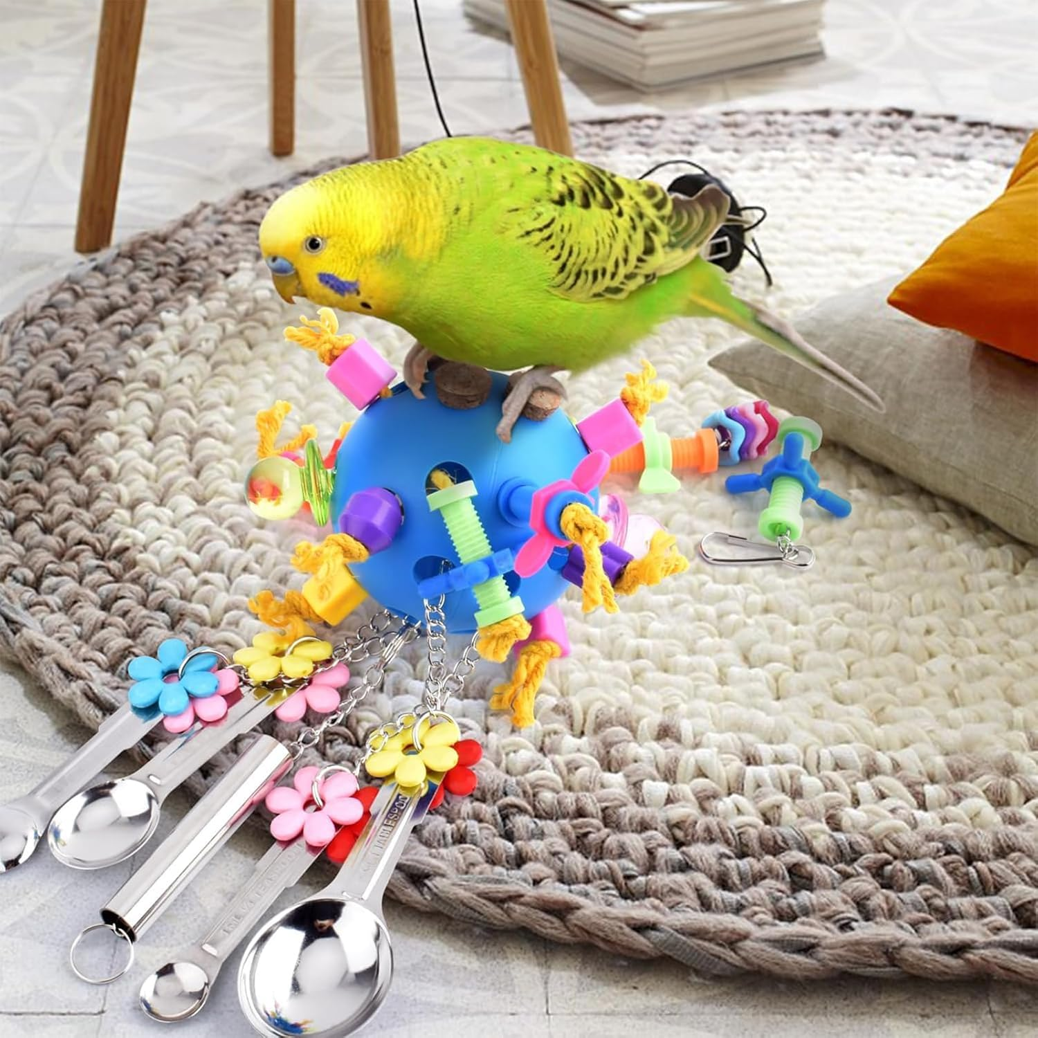Cozioz Colorful Acrylic Bird Chew Toys &ndash; Pull Spoons & Stick Toys for Parrots, African Greys, Conures, Caiques, Quakers, Small Cockatoos, Mini Macaws, Eclectus & More image number 5