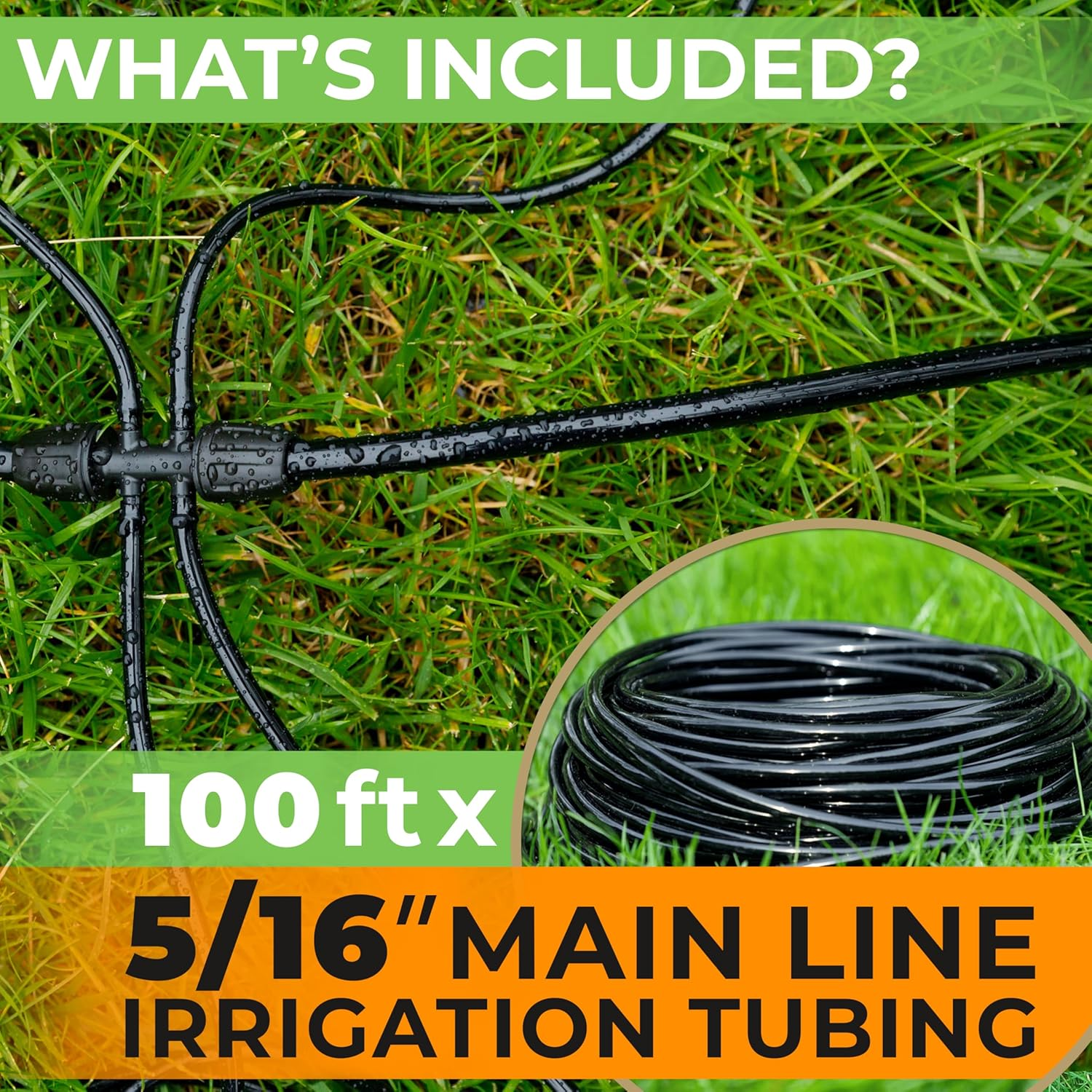 CARPATHEN 5/16 Drip Irrigation Tubing - Mainline - (.42" OD X .30" ID) 100 Ft Black PVC Water Line image number 5