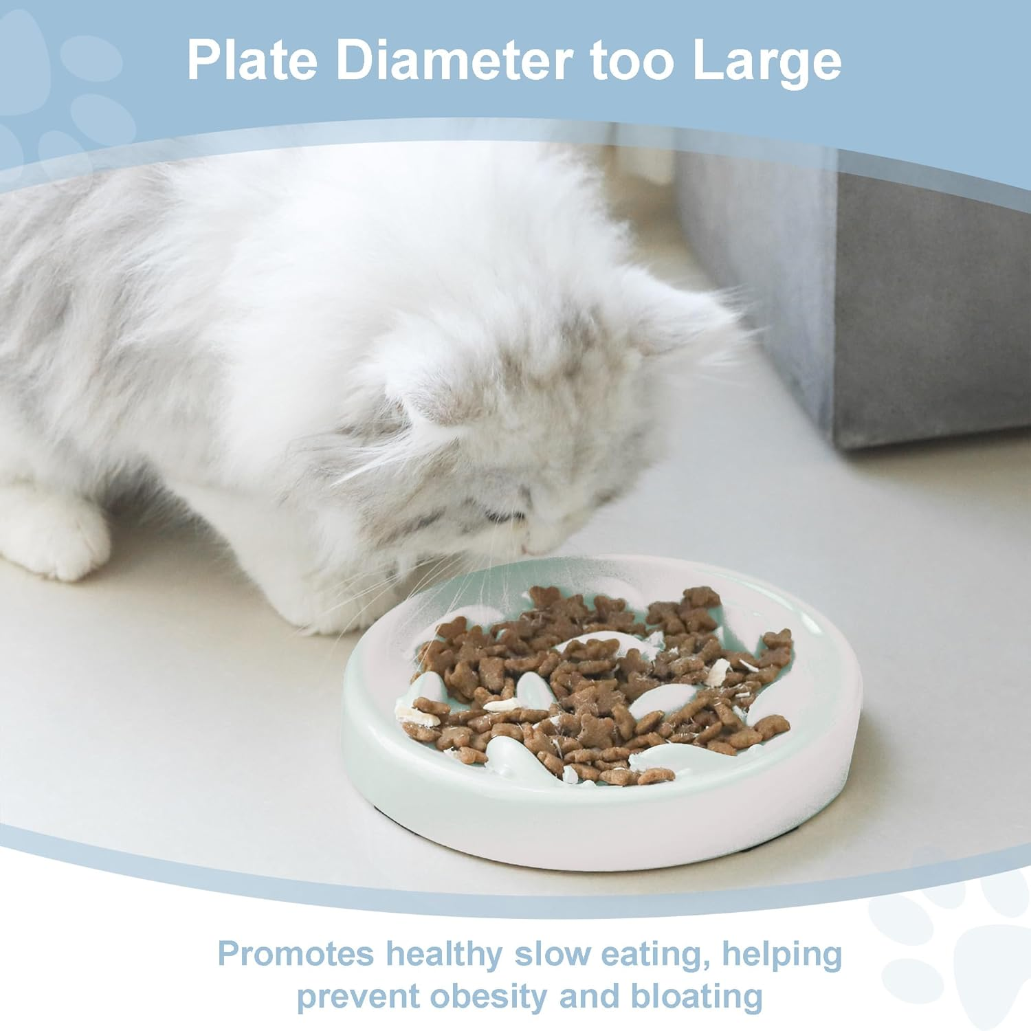 Slow Feeder Bowl for Cats and Small Dogs,Cilkus Fish Pool Design, Fun Interactive Bloat Stop Puzzle Feeder Bowl Healthy Eating Diet Made of Melamine Food Grade Material Dishwasher Safe (White) image number 7