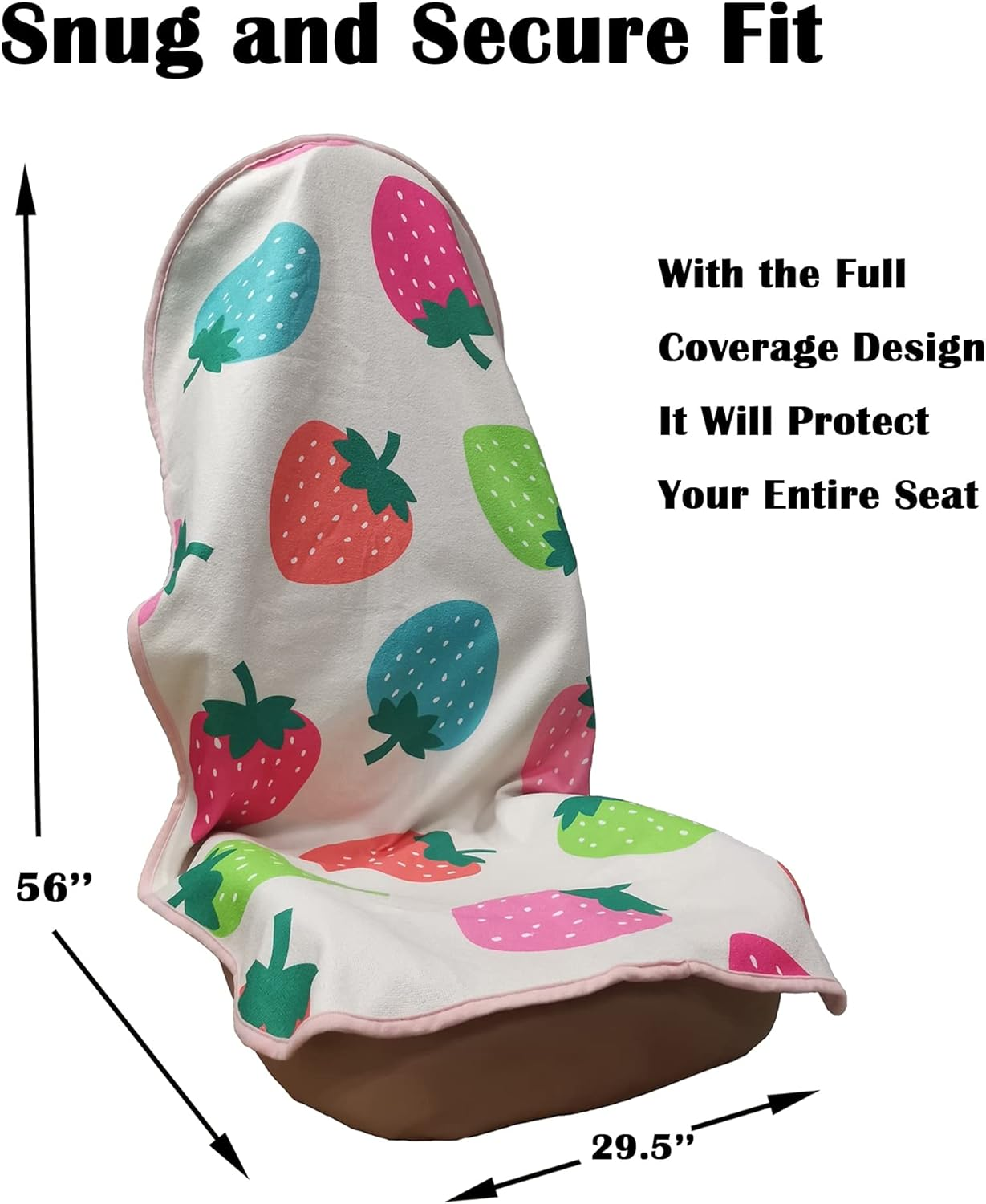 Car Seat Cover Protector Front Seats Only,Waterproof Cooling Bucket Towel Seat Covers for Trucks SUV Jeep,Automotive Vehicles Seat Cover Protectors (Strawberry) image number 1