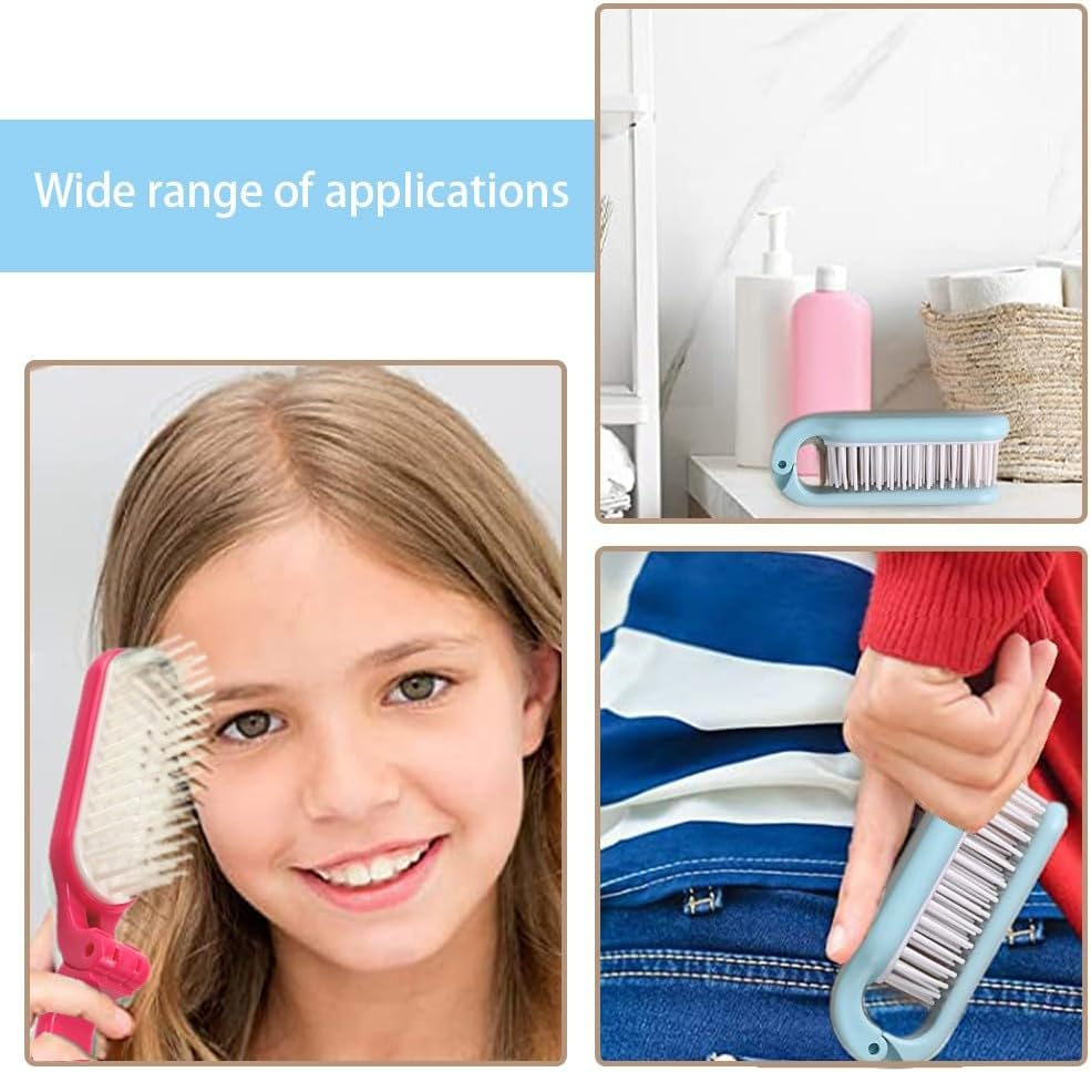 2Pcs Folding Hair Brush Hair Comb Portable Mini Massage Hair Brush Anti-Static Anti-Knot for Women & Girls Size for Handbag image number 5