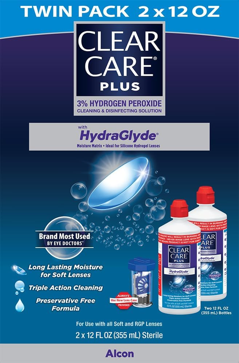 Clear Care plus Cleaning Solution with Lens Case, Twin Pack, Multi, 12 Oz, Pack of 2 image number 5