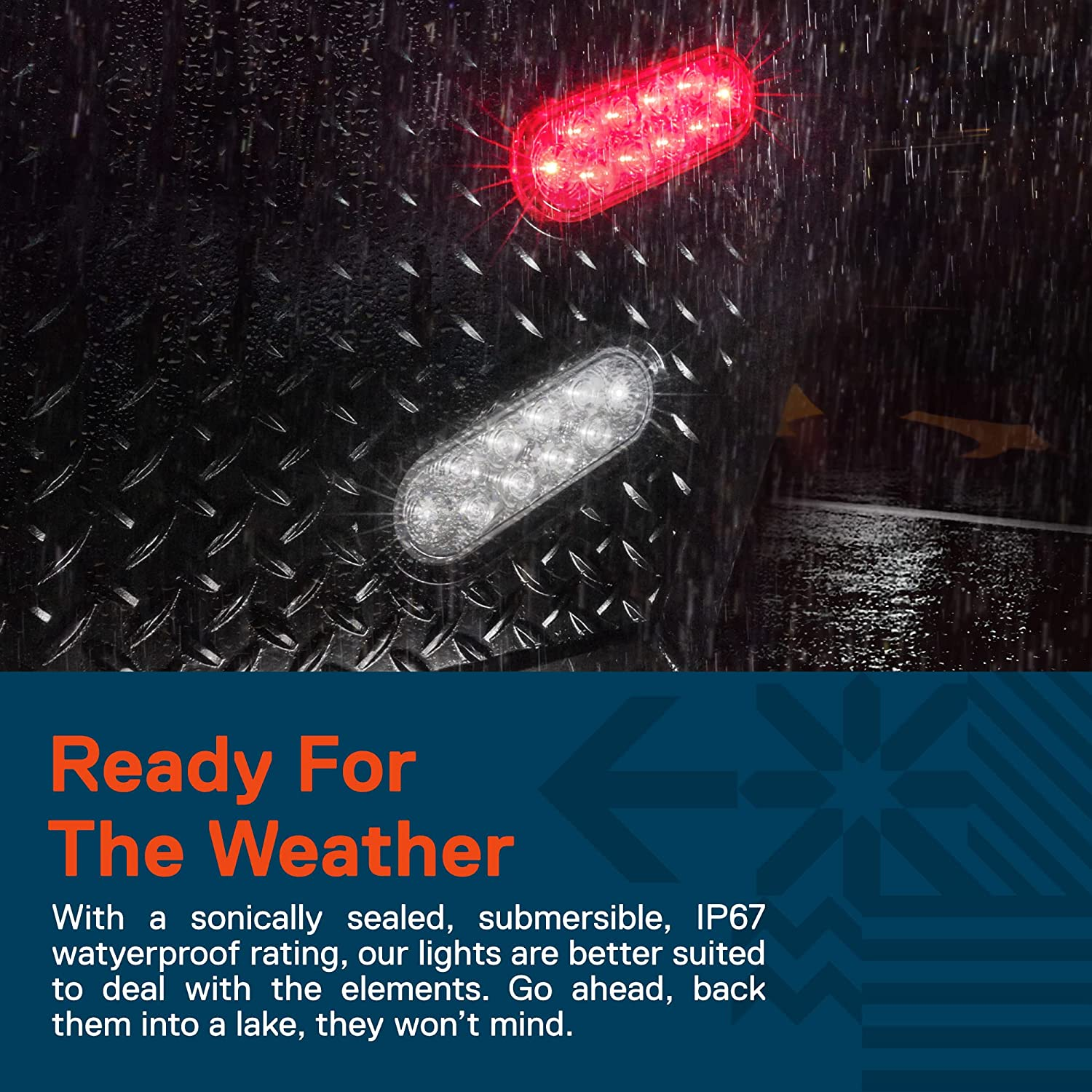 TRUE MODS 2Pc 6 Inch Red Oval LED Trailer Tail Light Kit [Stop Turn Tail] [DOT FMVSS 108 SAE S2TSI6P2] [Grommet & 3 Prong Plug] [IP67 Waterproof] Boat RV Flatbed Truck Trailer Brake Lights image number 3