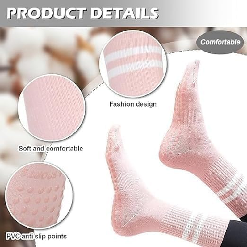 NEDLON (3 Pairs) Pilates Grip Socks for Women Non-Slip (Size 35-40) Non-Slip Socks, Yoga, Gym, Training, Barre, Slippers Breathable, Soft Yoga Socks