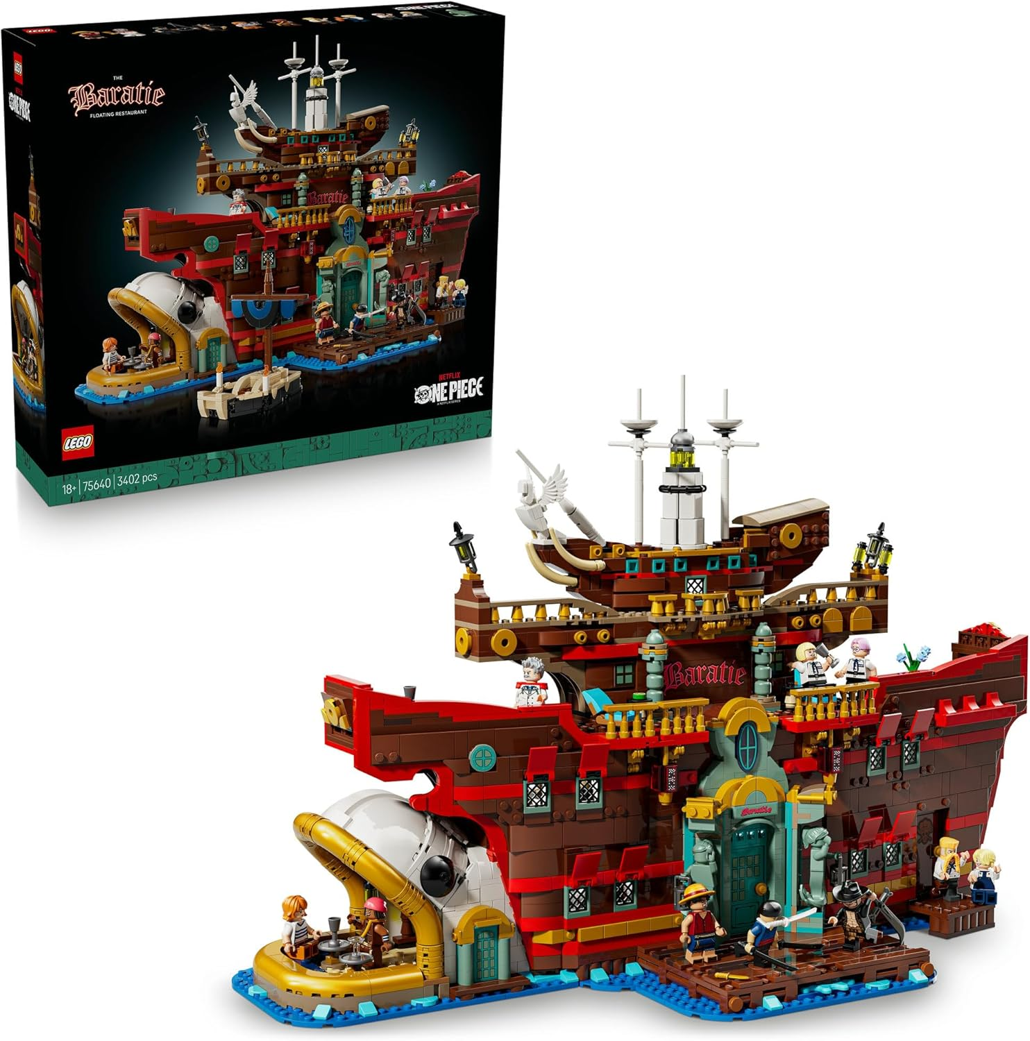 LEGO&reg; ONE Piece the Baratie Floating Restaurant (3402 Pcs) Toy for Anime Lovers & Fans of the Netflix Live Action Show, Model Kit for Men & Women, Pirate Boat Adventure, Building Set for Adults 75640 image number 5
