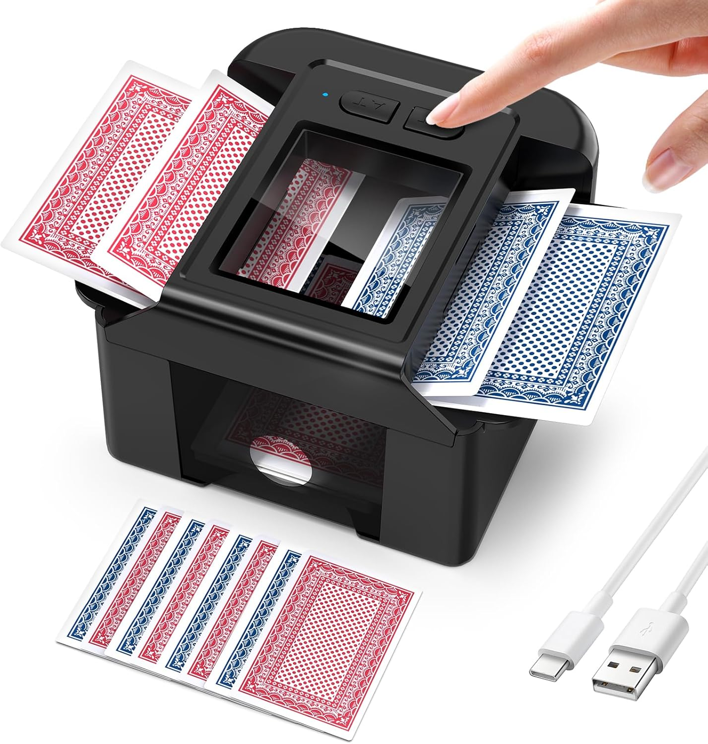 Automatic Card Shuffler 1-2 Decks, Beedove Rechargeable Card Dealer Machine, Fast, Reduced Jams, Ultra-Quiet Shuffle,Ideal for Poker, UNO, Blackjack, Skip-Bo, Home Card Games (Black) image number 1