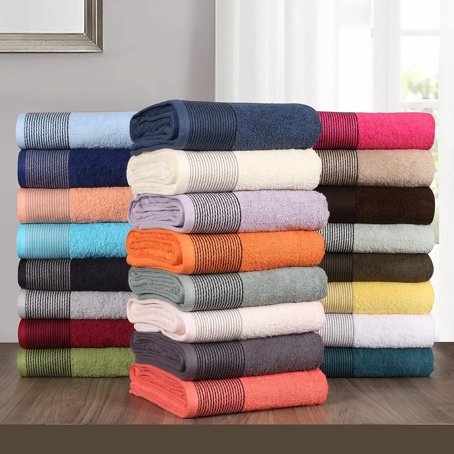Belizzi Home 100% Cotton Ultra Soft 6 Pack Towel Set, Contains 2 Bath Towels 28X55 Inchs, 2 Hand Towels 16X24 Inchs & 2 Washcloths 12X12 Inchs, Compact Lightweight & Highly Absorbant - Kiwi Green - Brown image number 6