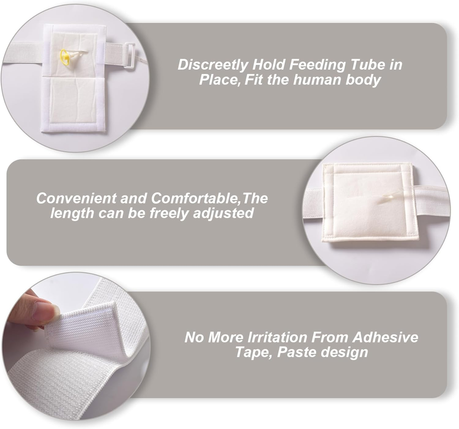 Feeding Tube Belt, Adjustable Soft Comfortable Feeding Tube Holder for Peritoneal Dialysis Accessories 2Pcs Peritoneal Dialysis Belt, Peg Holder, Pd Catheter- image number 3