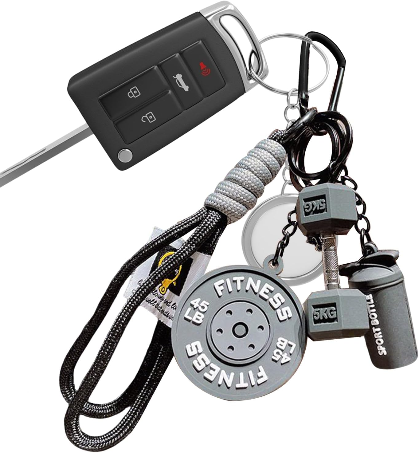 Gym Keychain - Cute Dumbbell Design, Lightweight Metal Build | Detail Pocket Size Accessory Fitness Keyring for Men Women Birthday Party Travel School Club Office