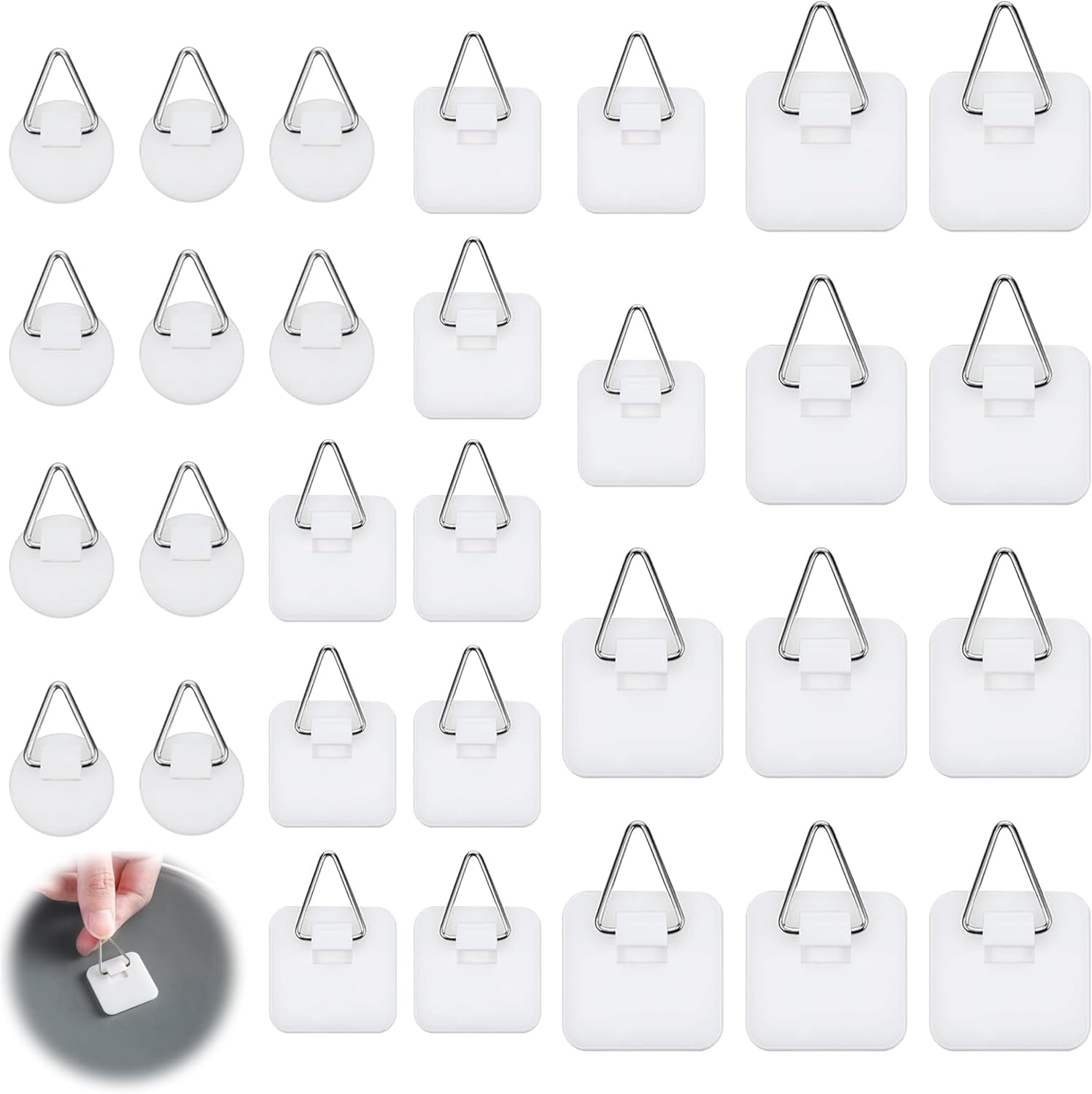 30 Pcs Adhesive Picture Hanger, Adhesive Hooks for Hanging Pictures without Nails,Vertical Hanging Hooks,Plastic Picture Sticky Hangers for Home Kitchen Picture Photo Frame Plate Wall Art(3 Sizes) image number 3