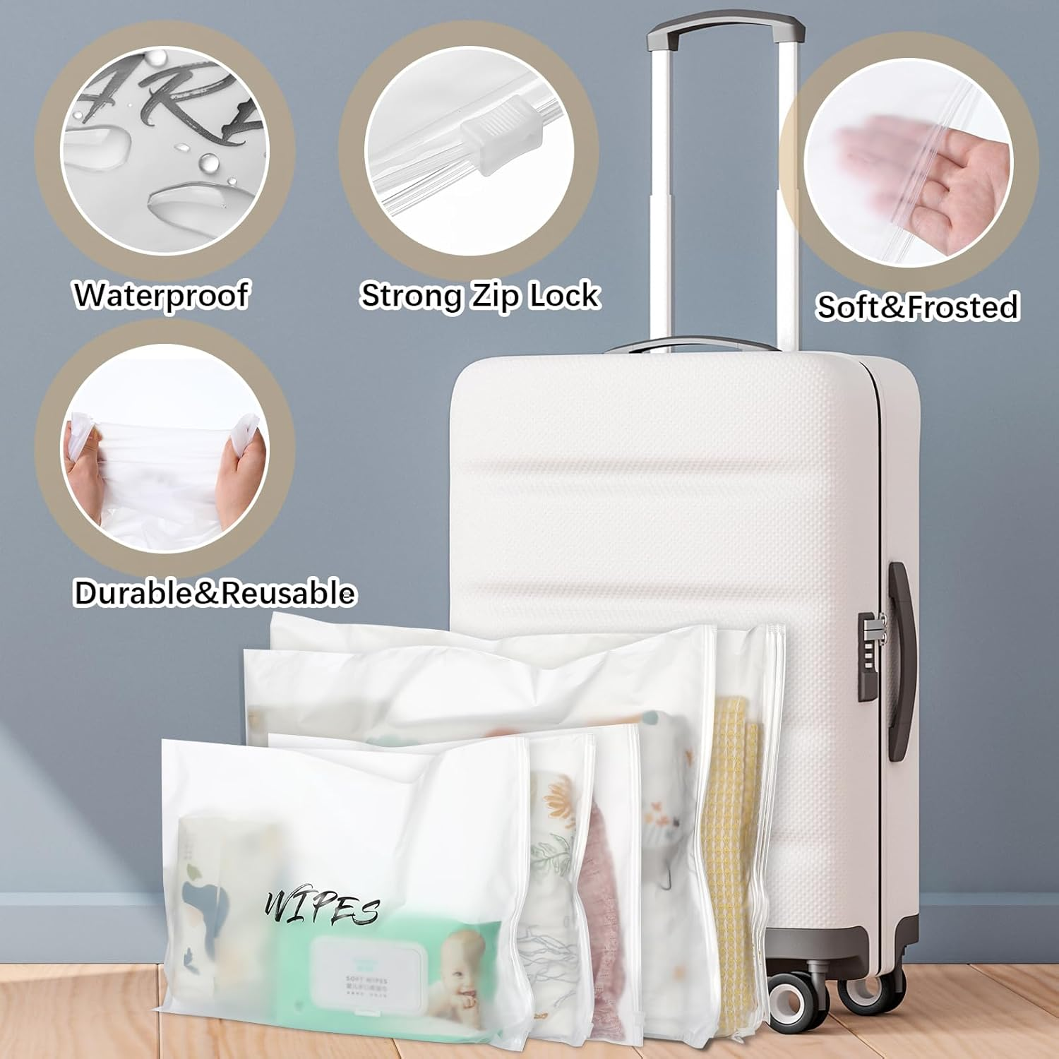 15 Pcs Hospital Bags for Labor and Delivery Resealable Birth Hospital Bag Essentials Frosted Clear Mommy Maternity Bag for Newborn Baby Shower Diaper Mom Gift Organizing image number 1