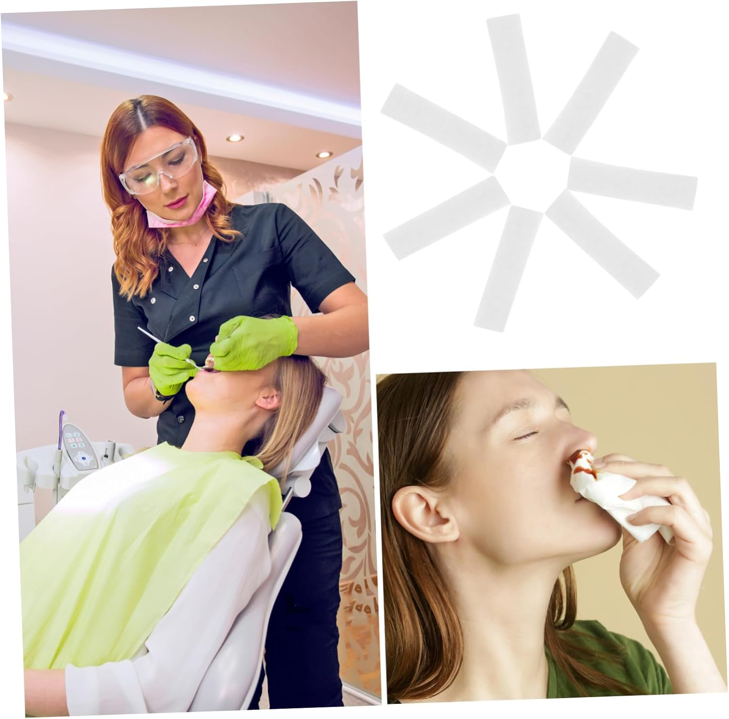 GANAZONO 50Pcs Highly Absorbent Cotton Rolls for Mouth Dental Cotton Rolls Blood Control Nose Plug for Teeth Cleaning image number 3